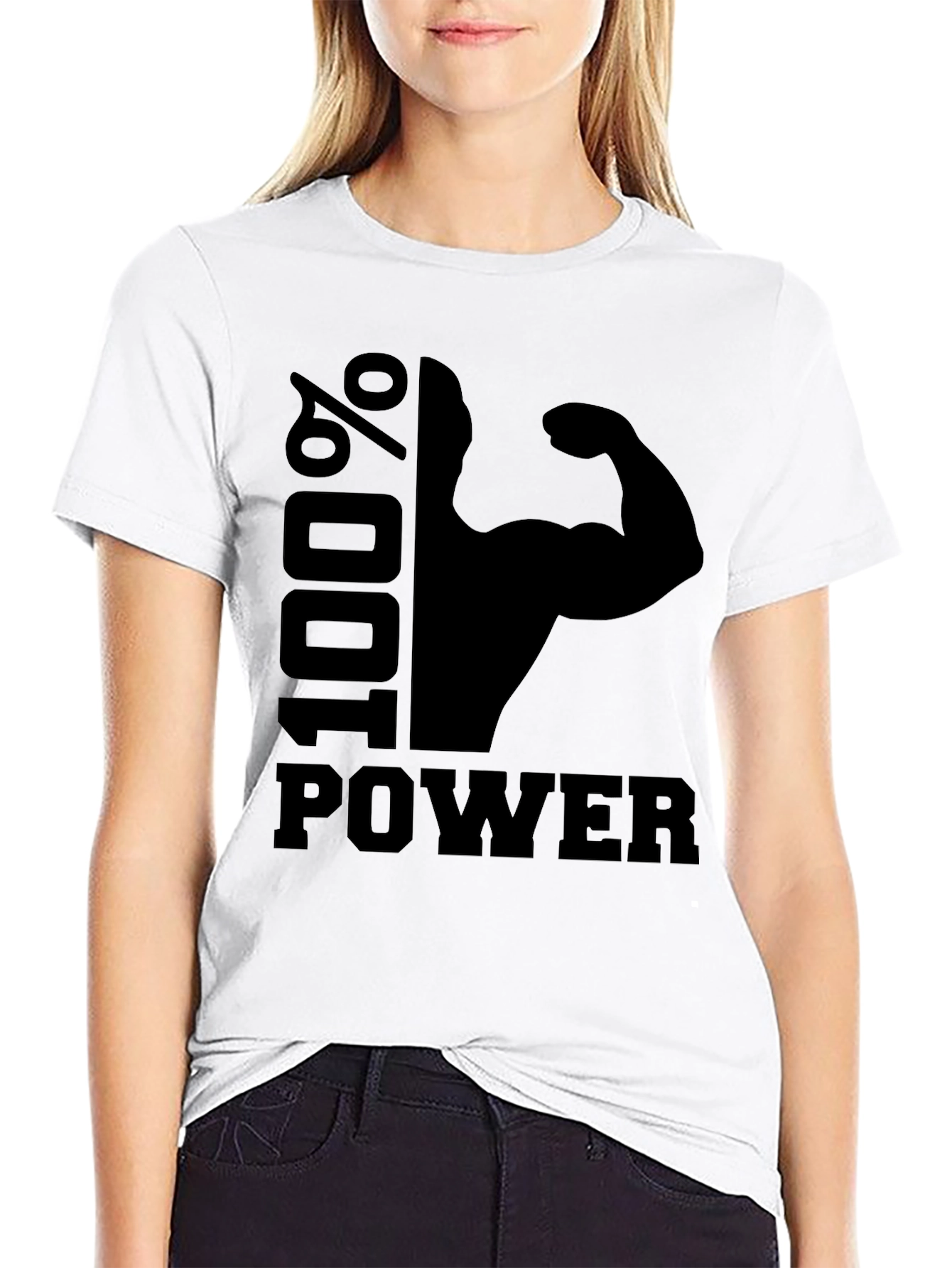 100% Power Graphic T-Shirt - Black Gym Fitness Tee
