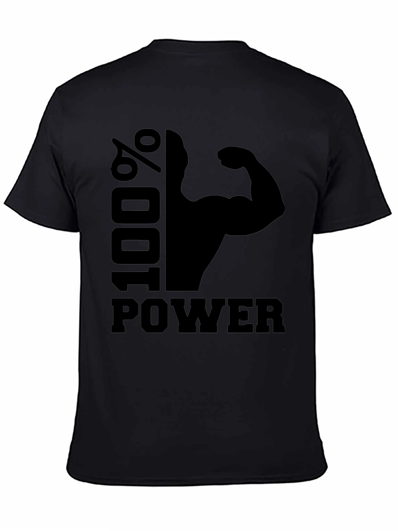 100% Power Graphic T-Shirt - Black Gym Fitness Tee