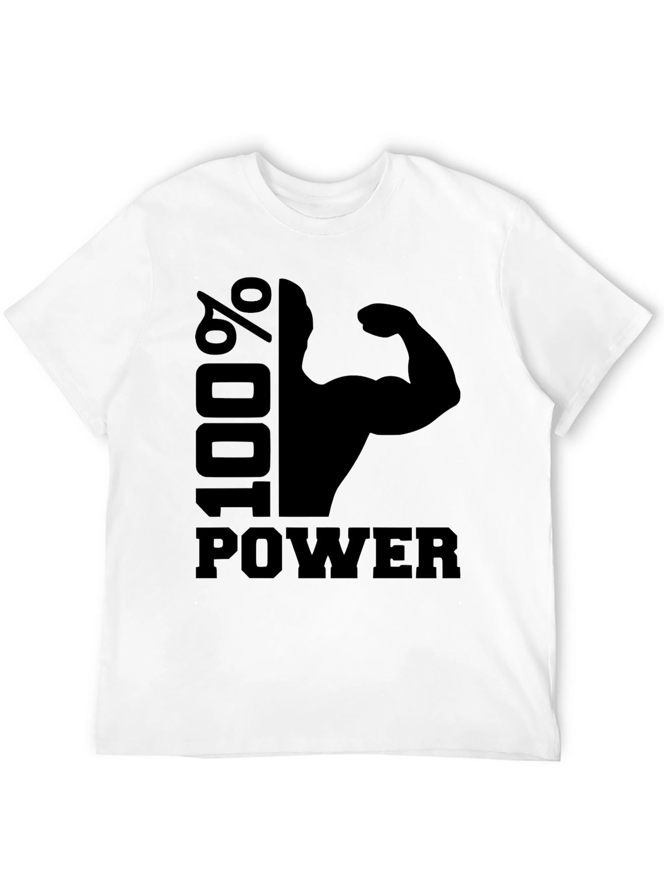 100% Power Graphic T-Shirt - Black Gym Fitness Tee