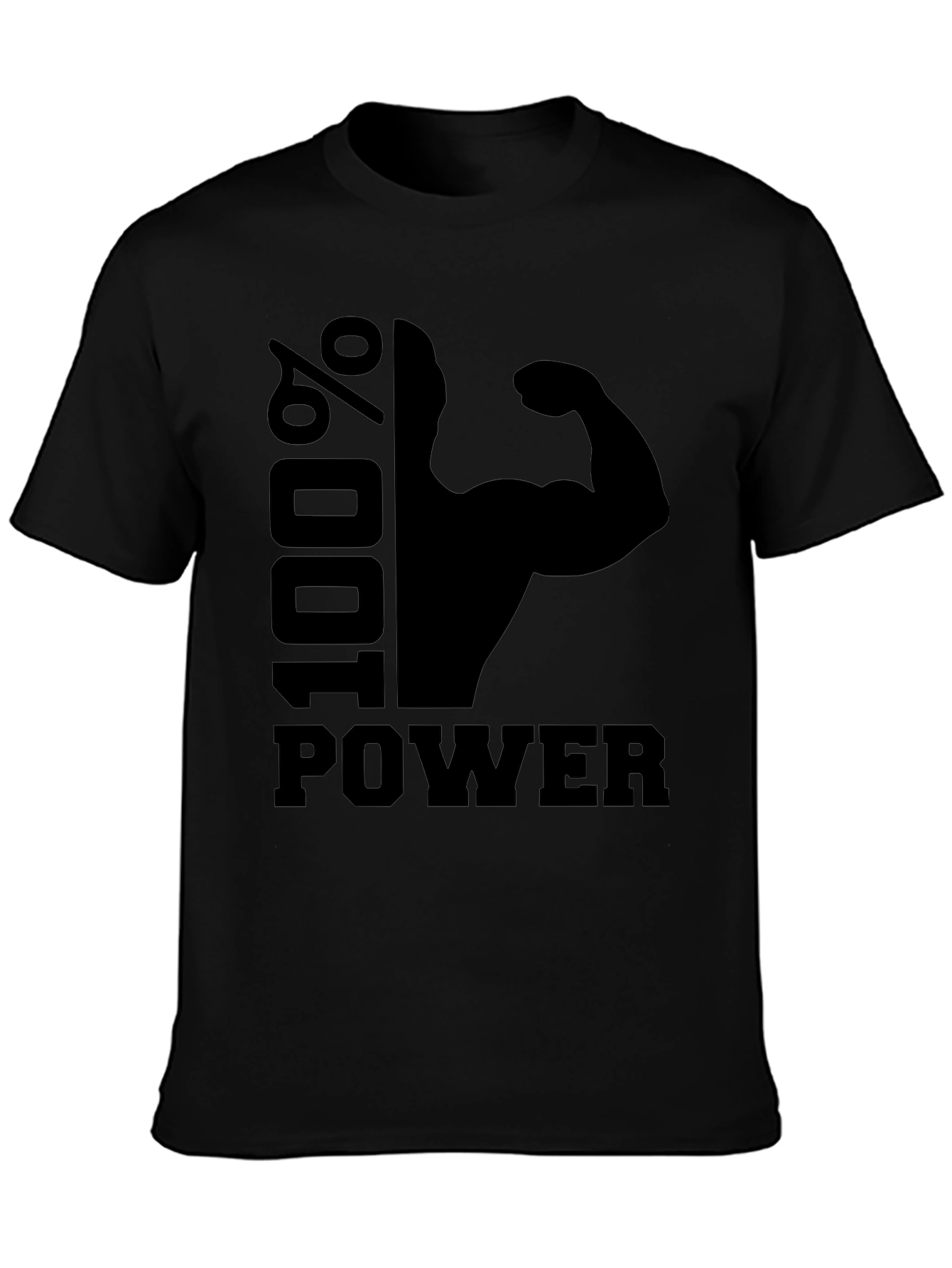100% Power Graphic T-Shirt - Black Gym Fitness Tee