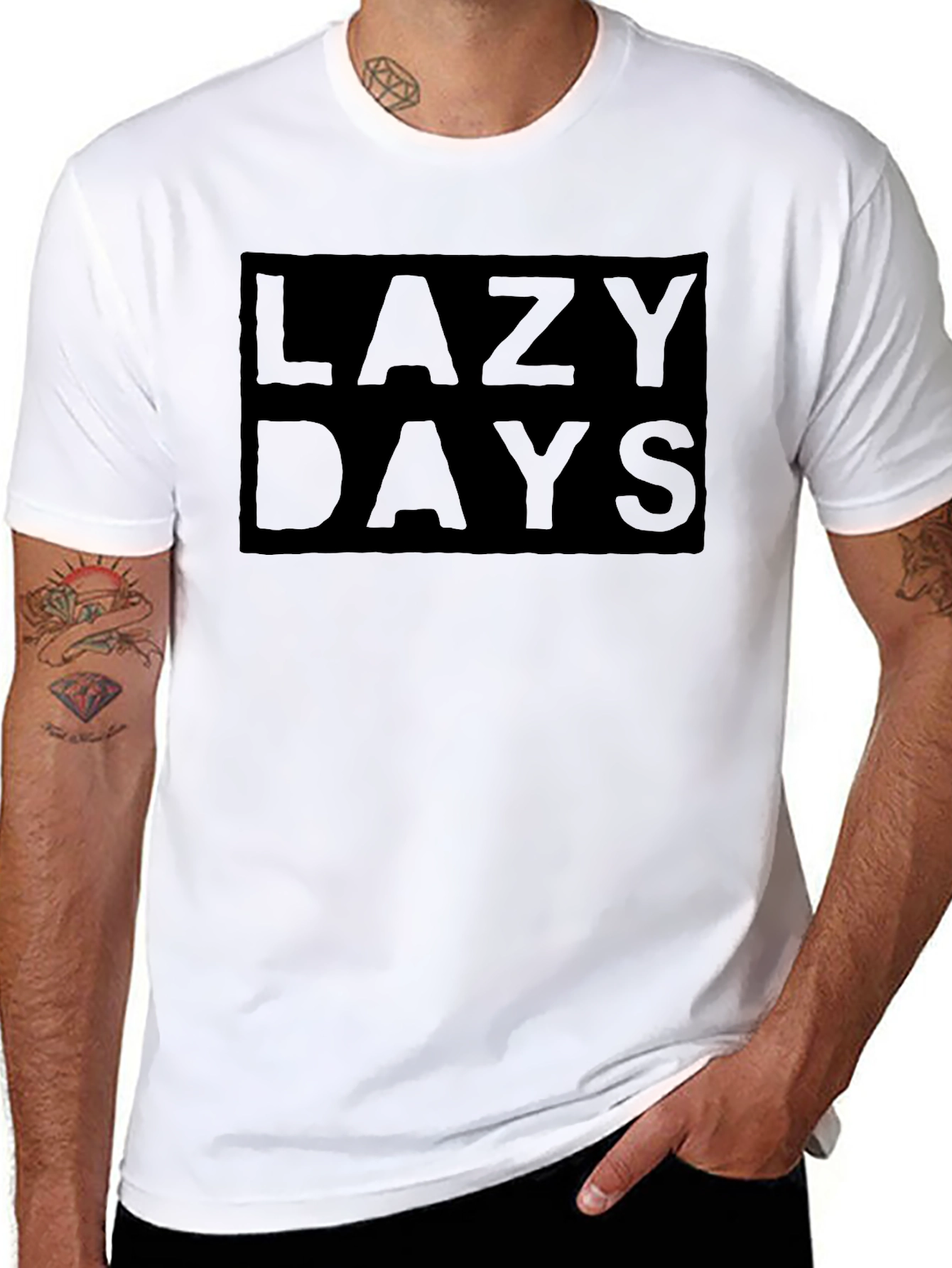 Lazy Days Black Graphic Tee - Casual Comfort
