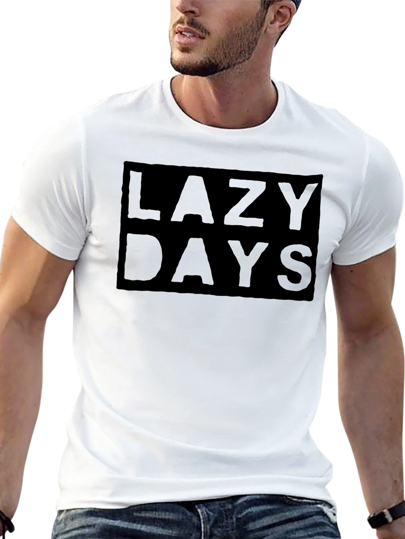 Lazy Days Black Graphic Tee - Casual Comfort