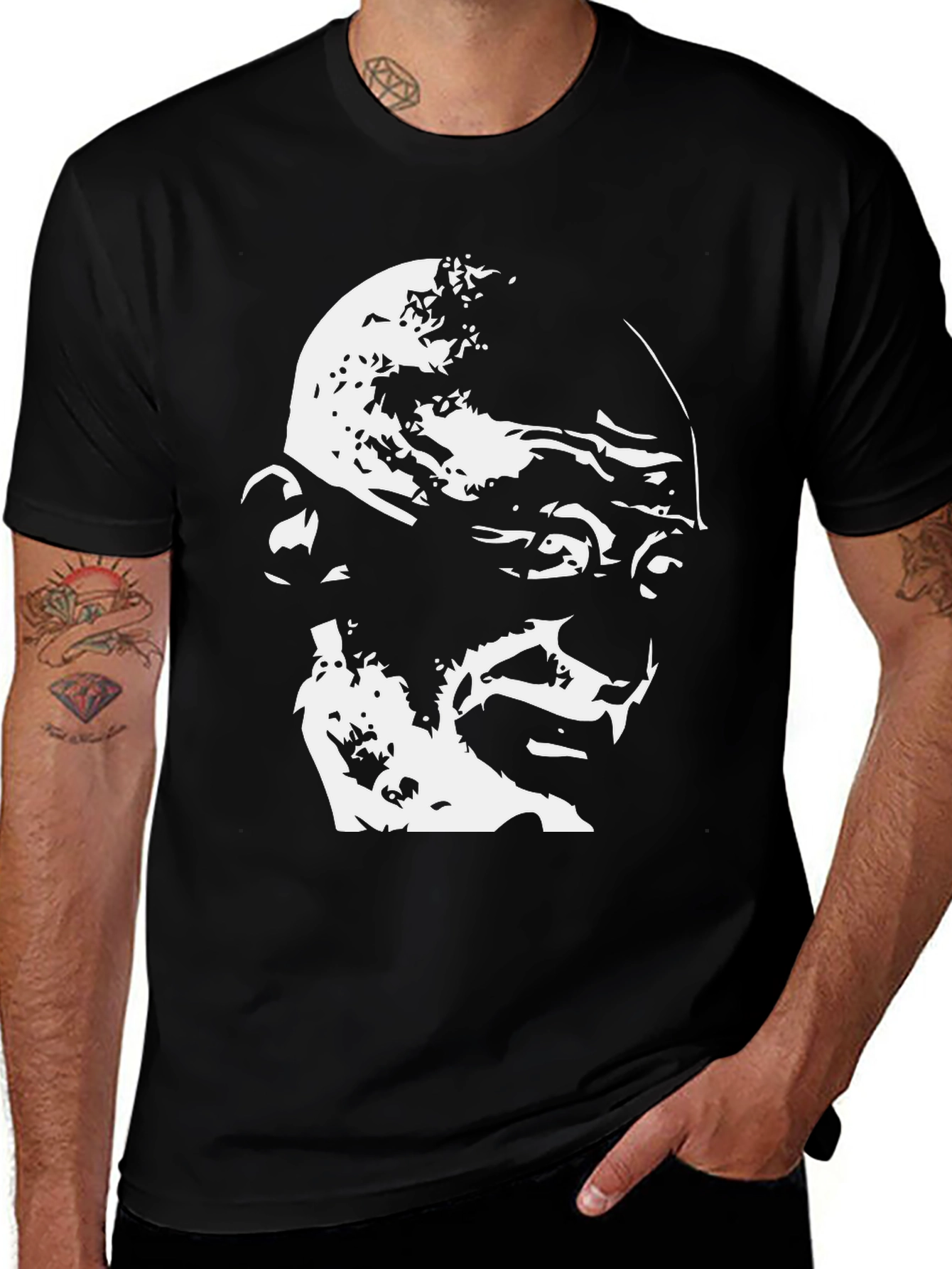 Gandhi Graphic T-Shirt - Black Cotton Tee