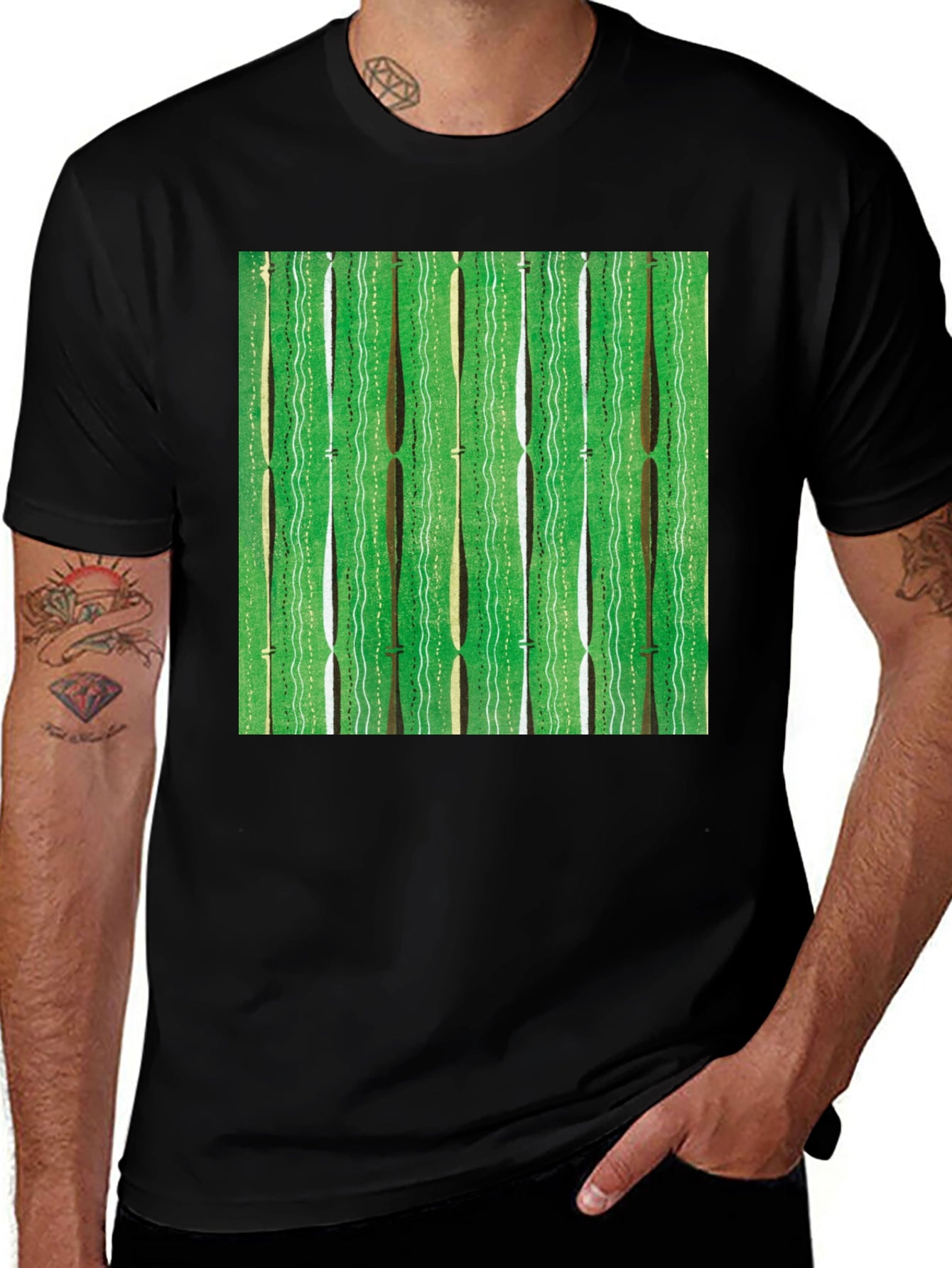 Green Retro Pattern Graphic Tee