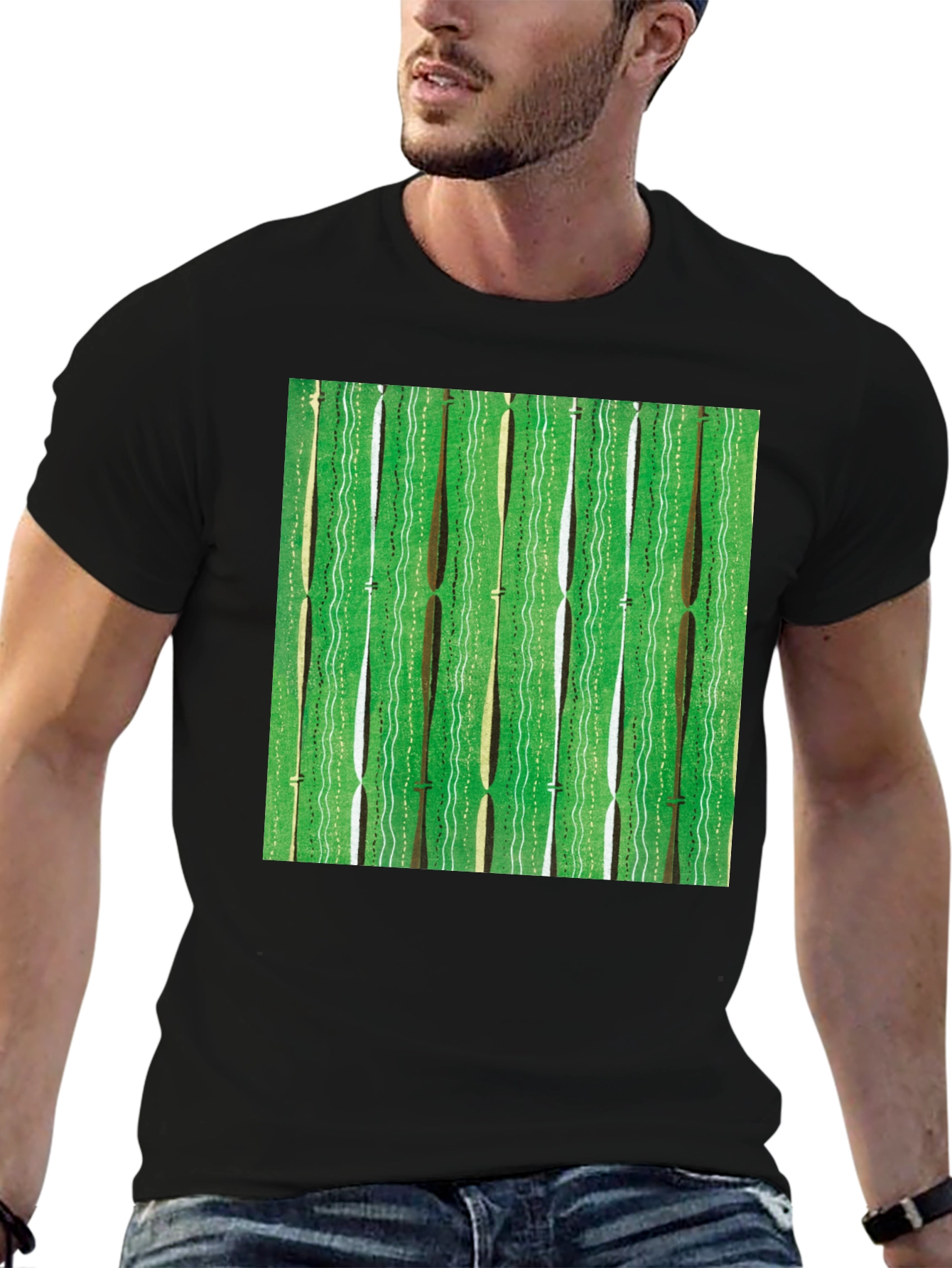 Green Retro Pattern Graphic Tee