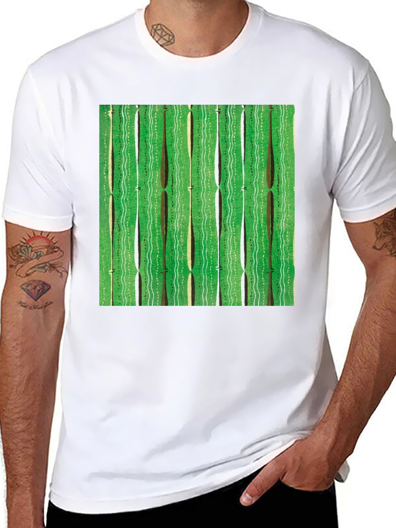 Green Retro Pattern Graphic Tee