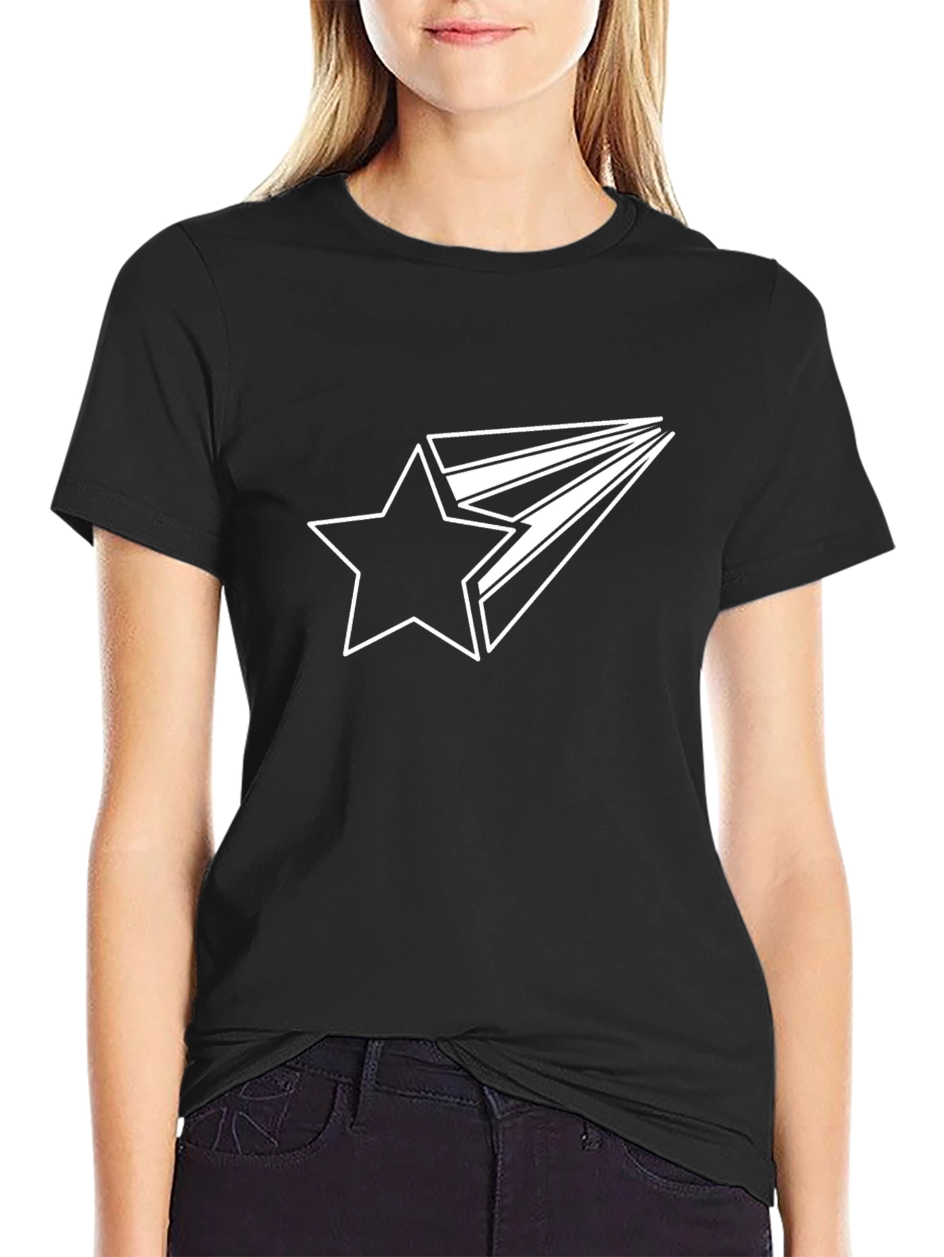 Black T-Shirt with Star Graphic
