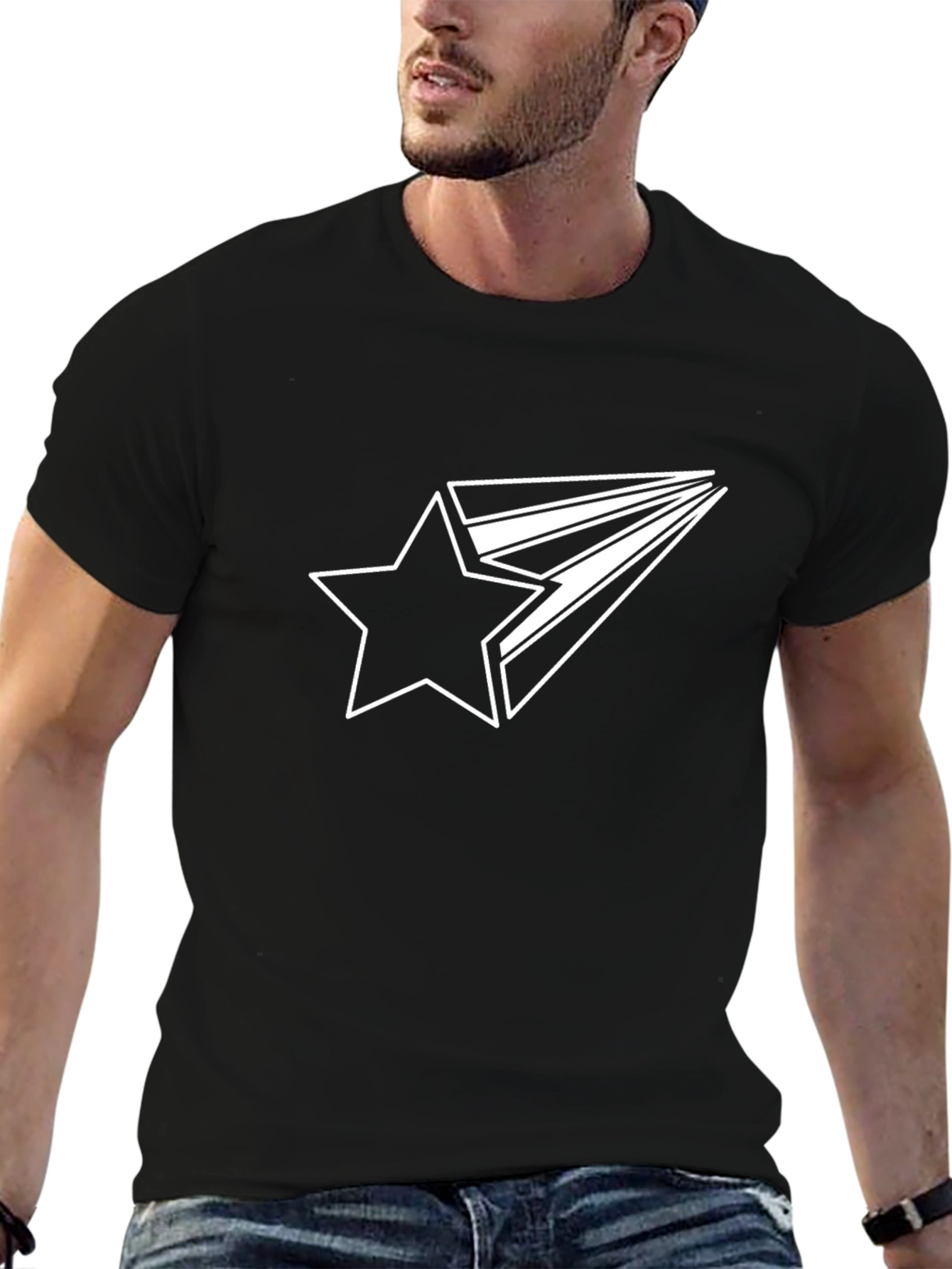Black T-Shirt with Star Graphic