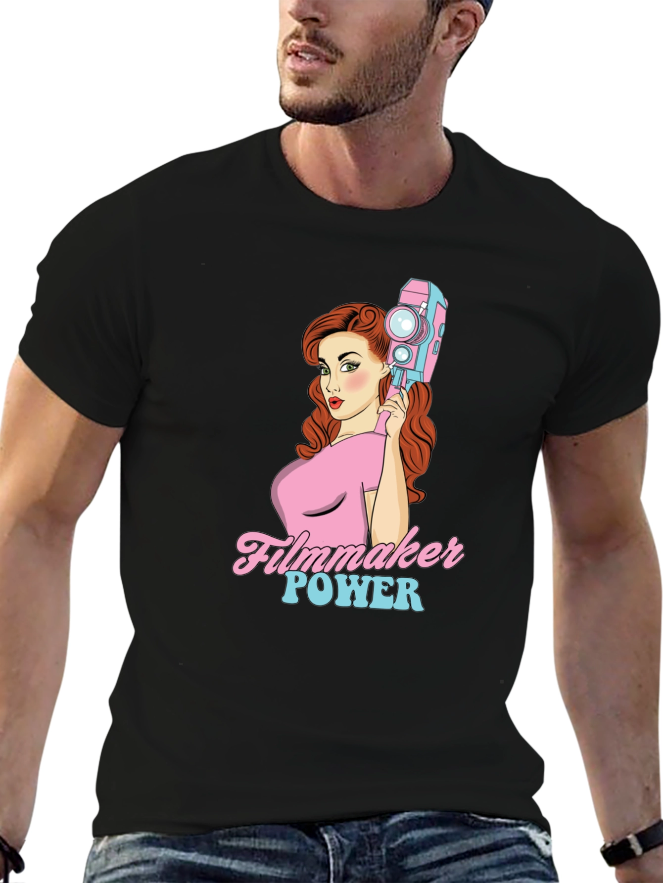Filmmaker Power Graphic Tee - Retro Camera T-Shirt