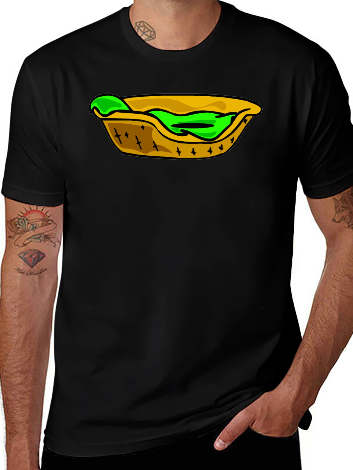 Taco Cartoon Graphic Mens Black T-Shirt