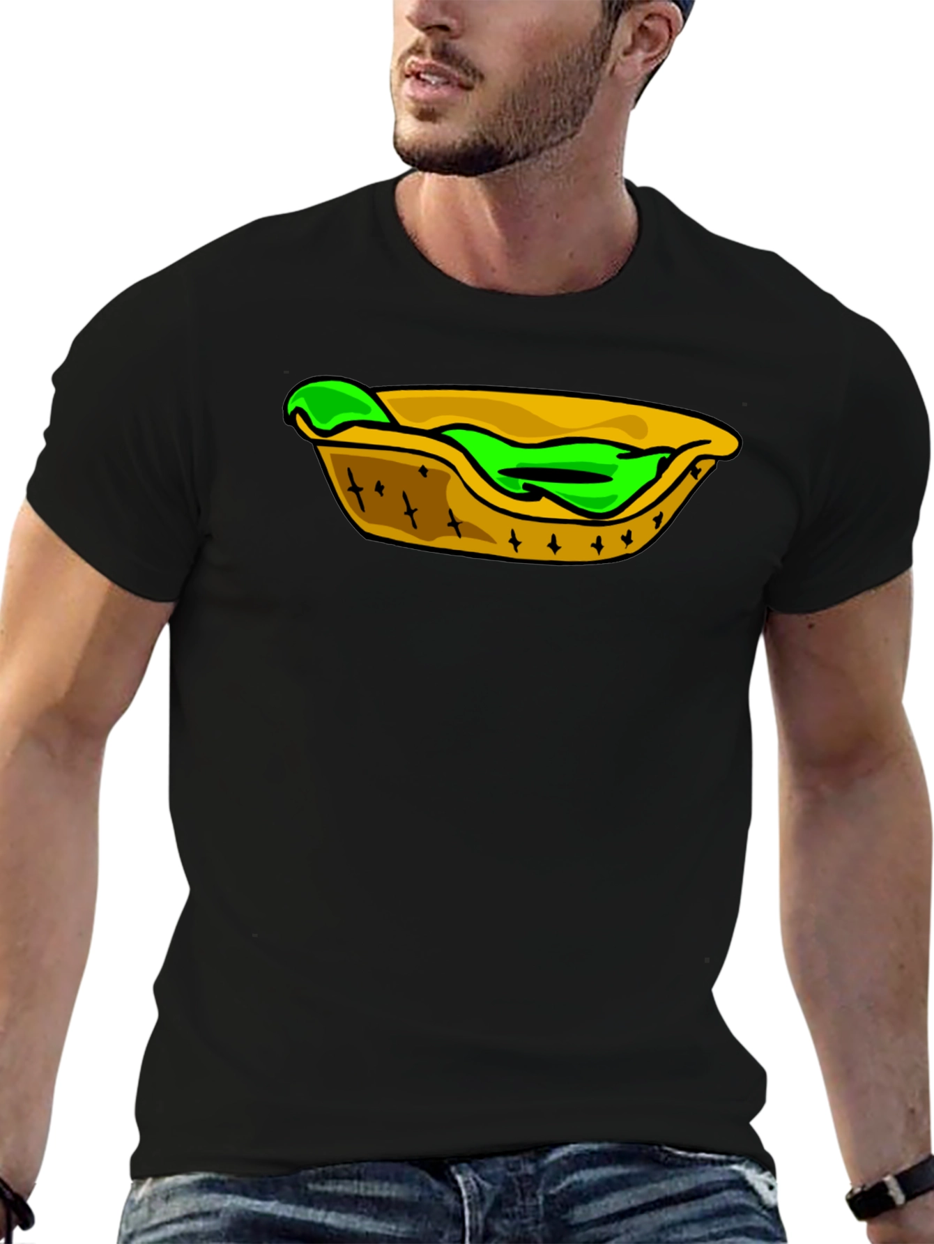 Taco Cartoon Graphic Mens Black T-Shirt
