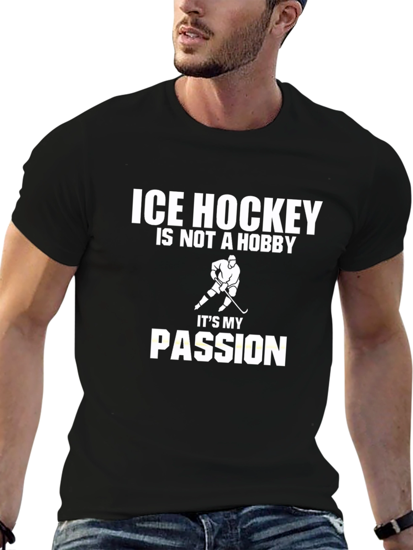 Ice Hockey Passion T-Shirt - Black Graphic Tee