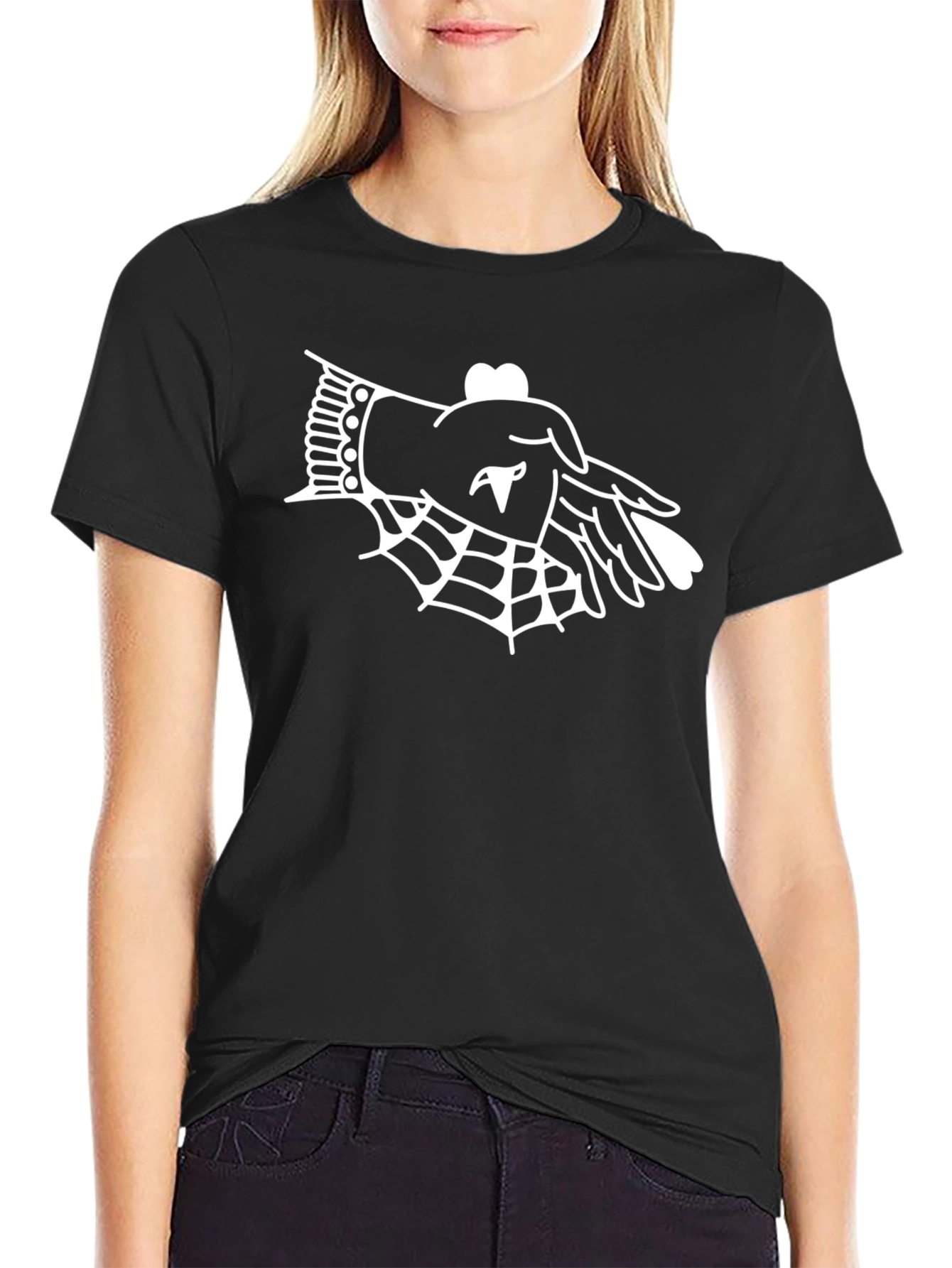 Graphic Tee: Hand & Spider Web - Black T-Shirt