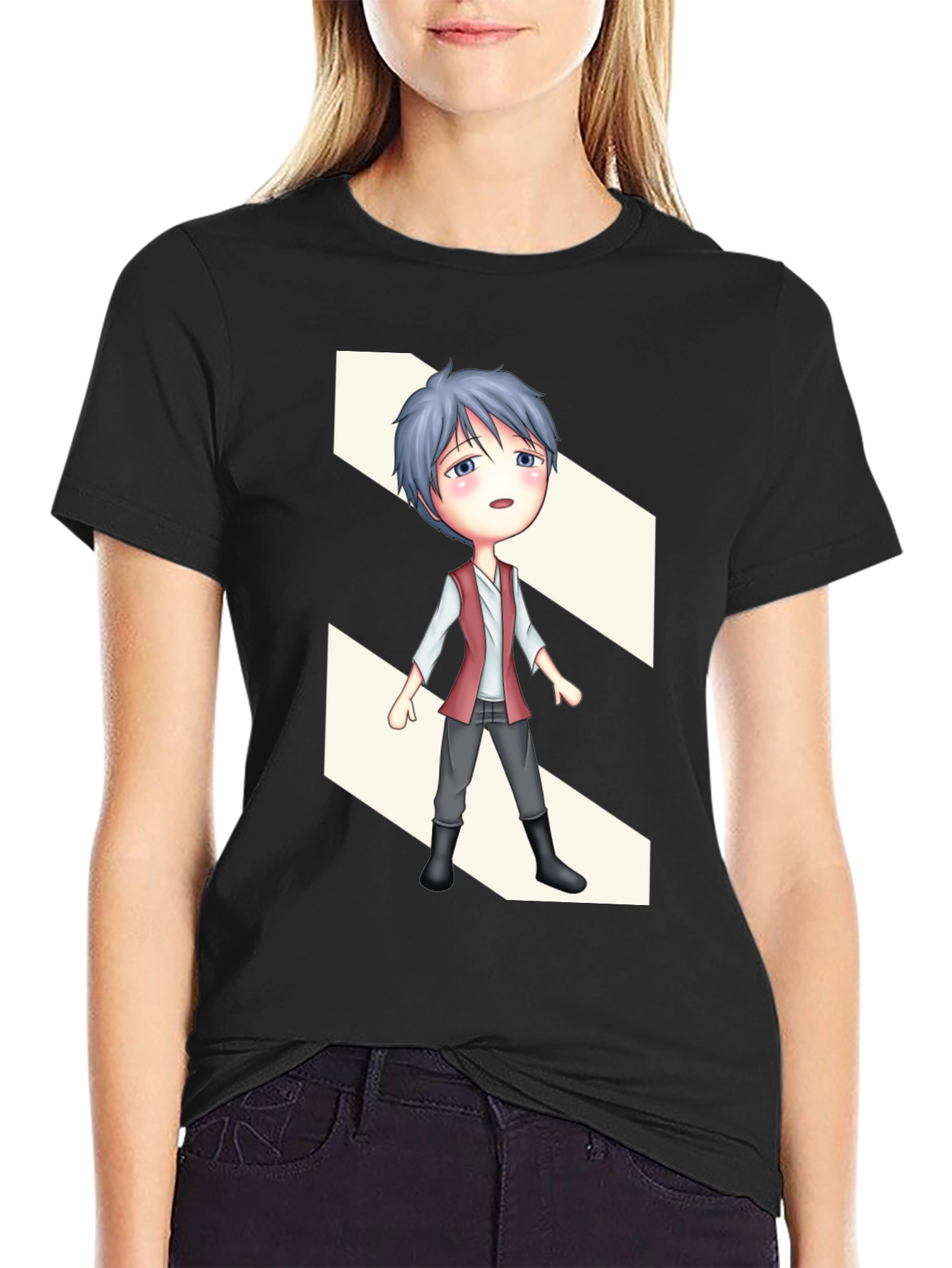 Anime Character Graphic Black T-Shirt