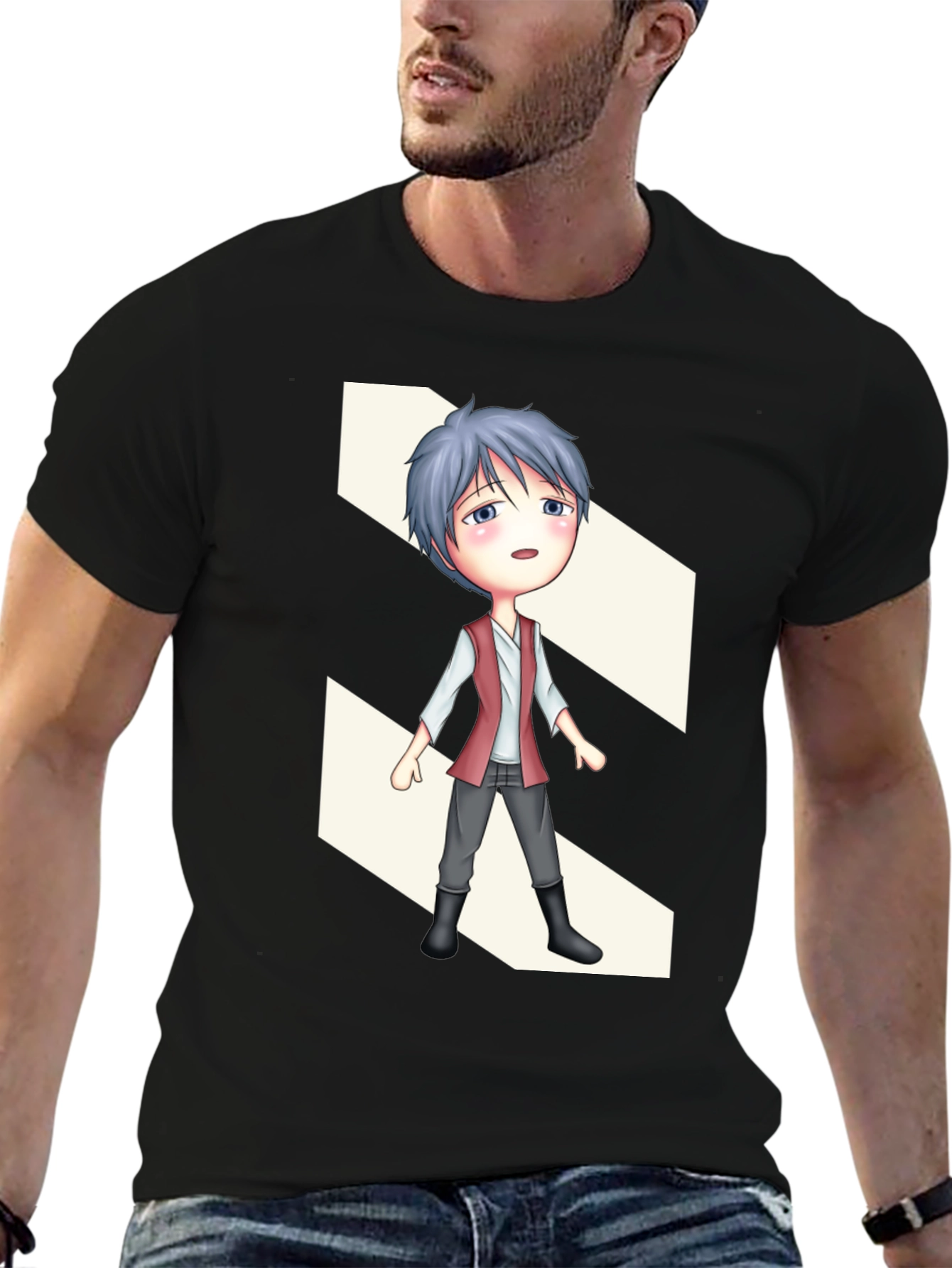 Anime Character Graphic Black T-Shirt