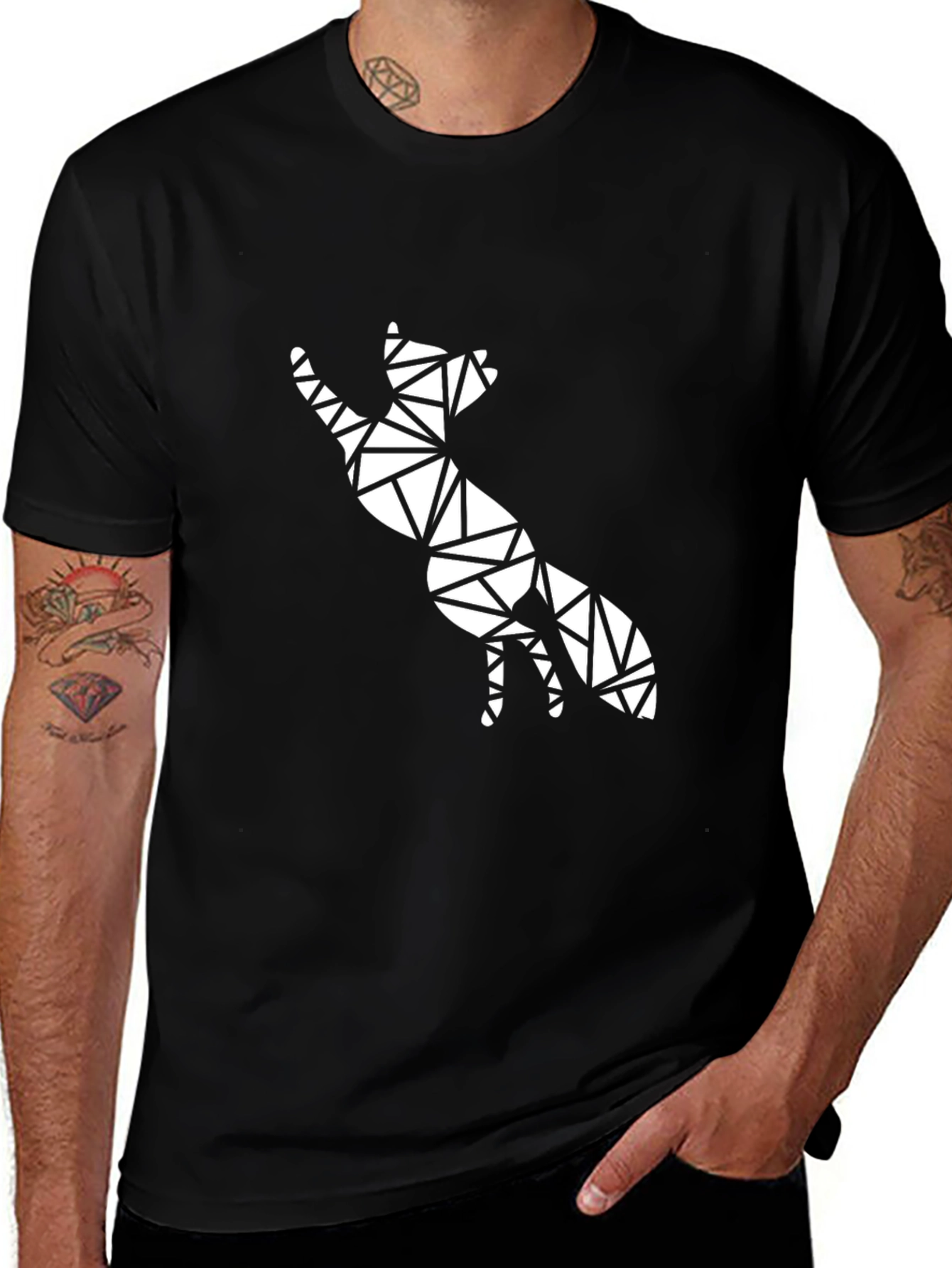 Geometric Fox Graphic Tee - Modern Animal Print T-Shirt