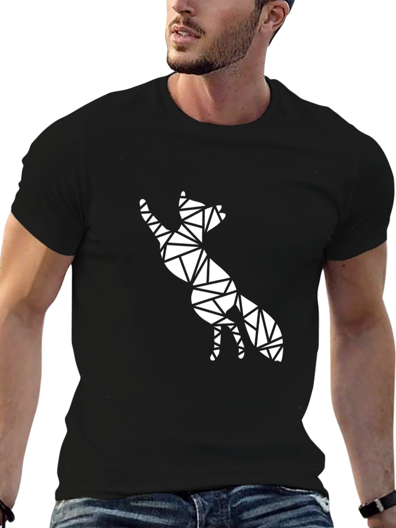 Geometric Fox Graphic Tee - Modern Animal Print T-Shirt