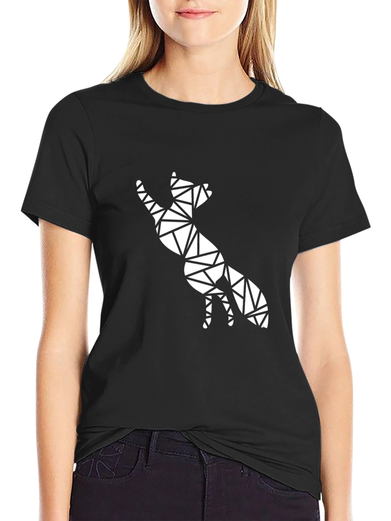 Geometric Fox Graphic Tee - Modern Animal Print T-Shirt