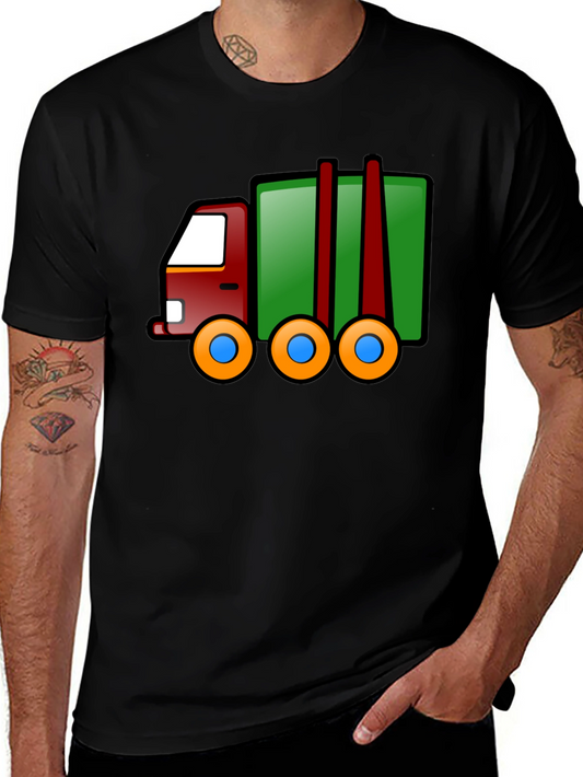 Cartoon Truck T-Shirt - Black Cotton Tee