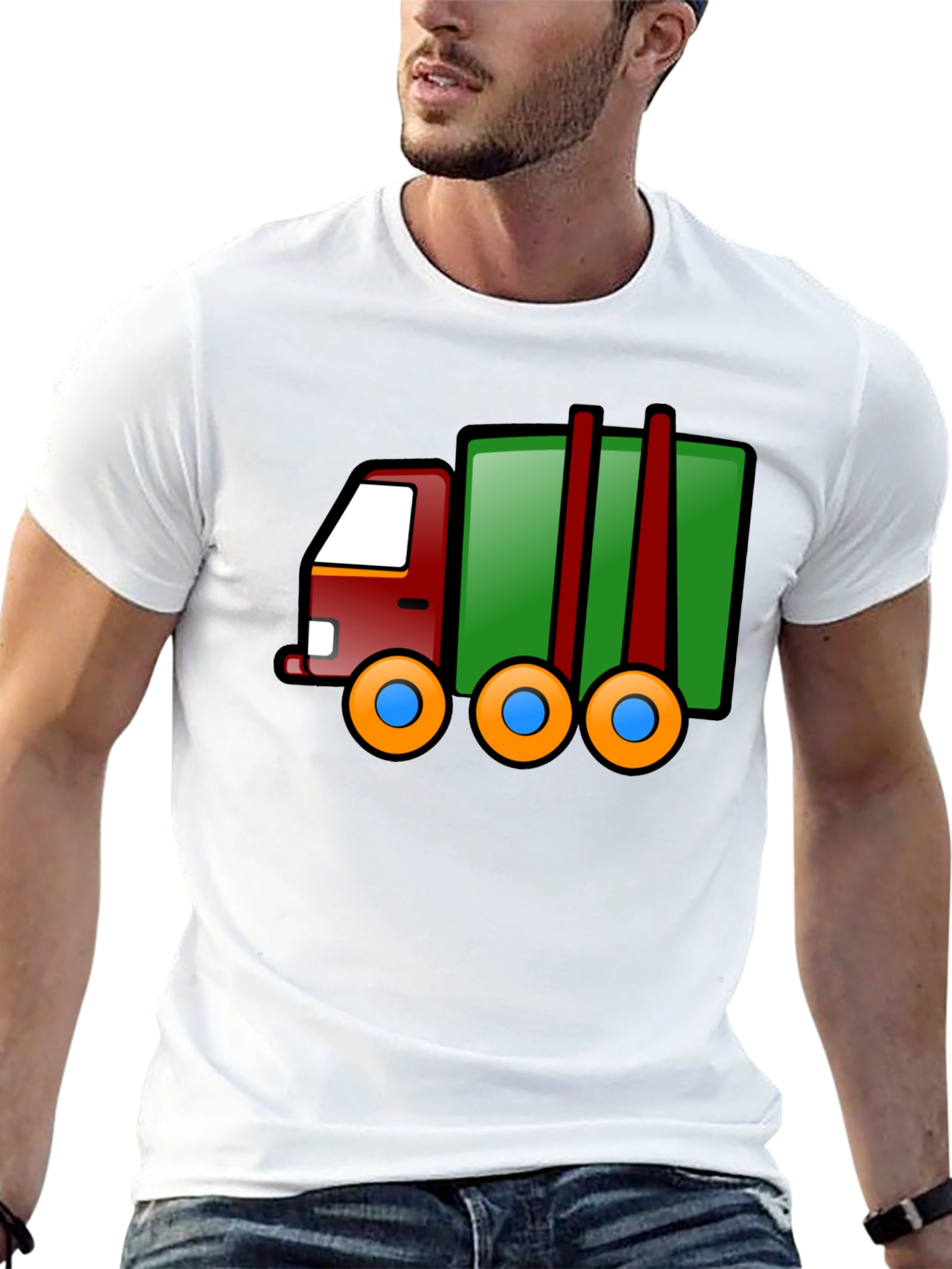 Cartoon Truck T-Shirt - Black Cotton Tee