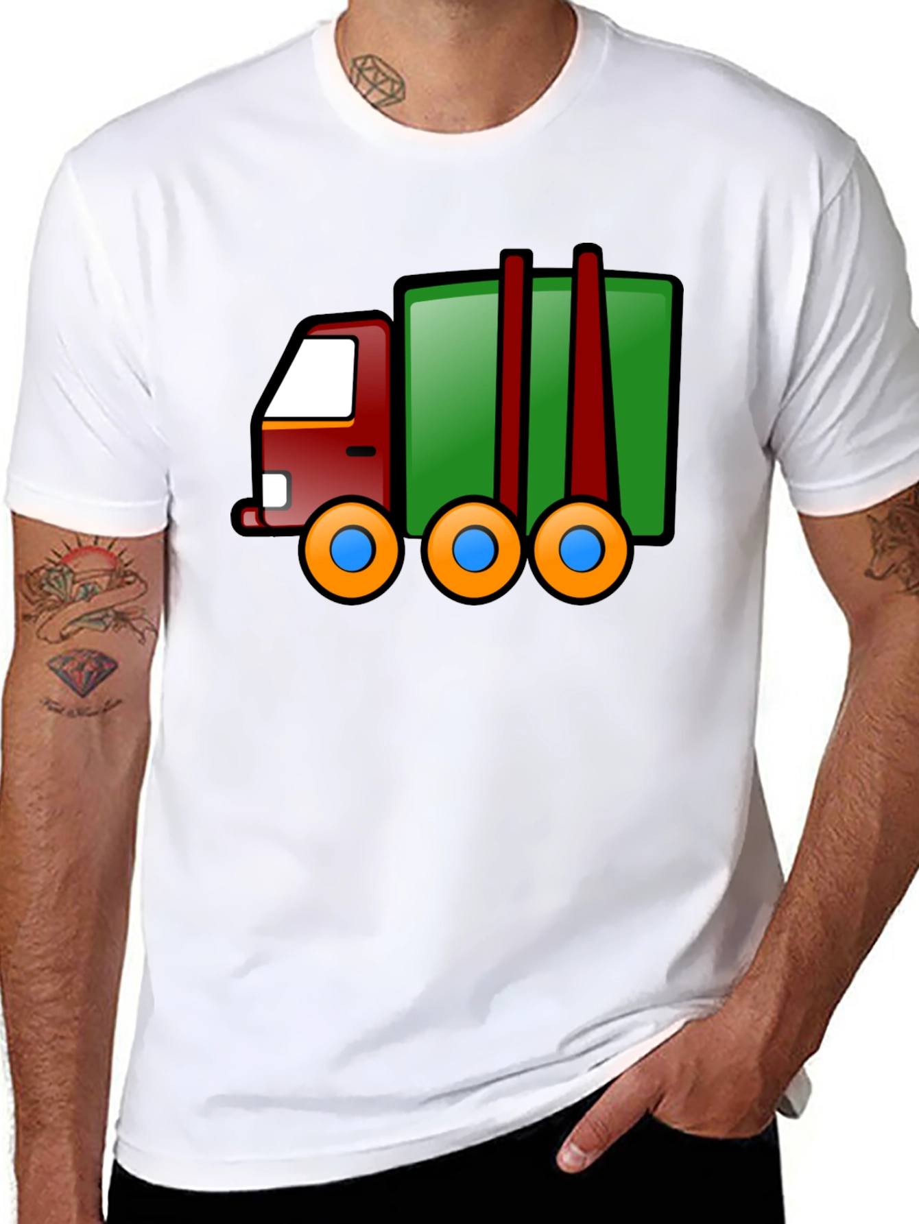 Cartoon Truck T-Shirt - Black Cotton Tee