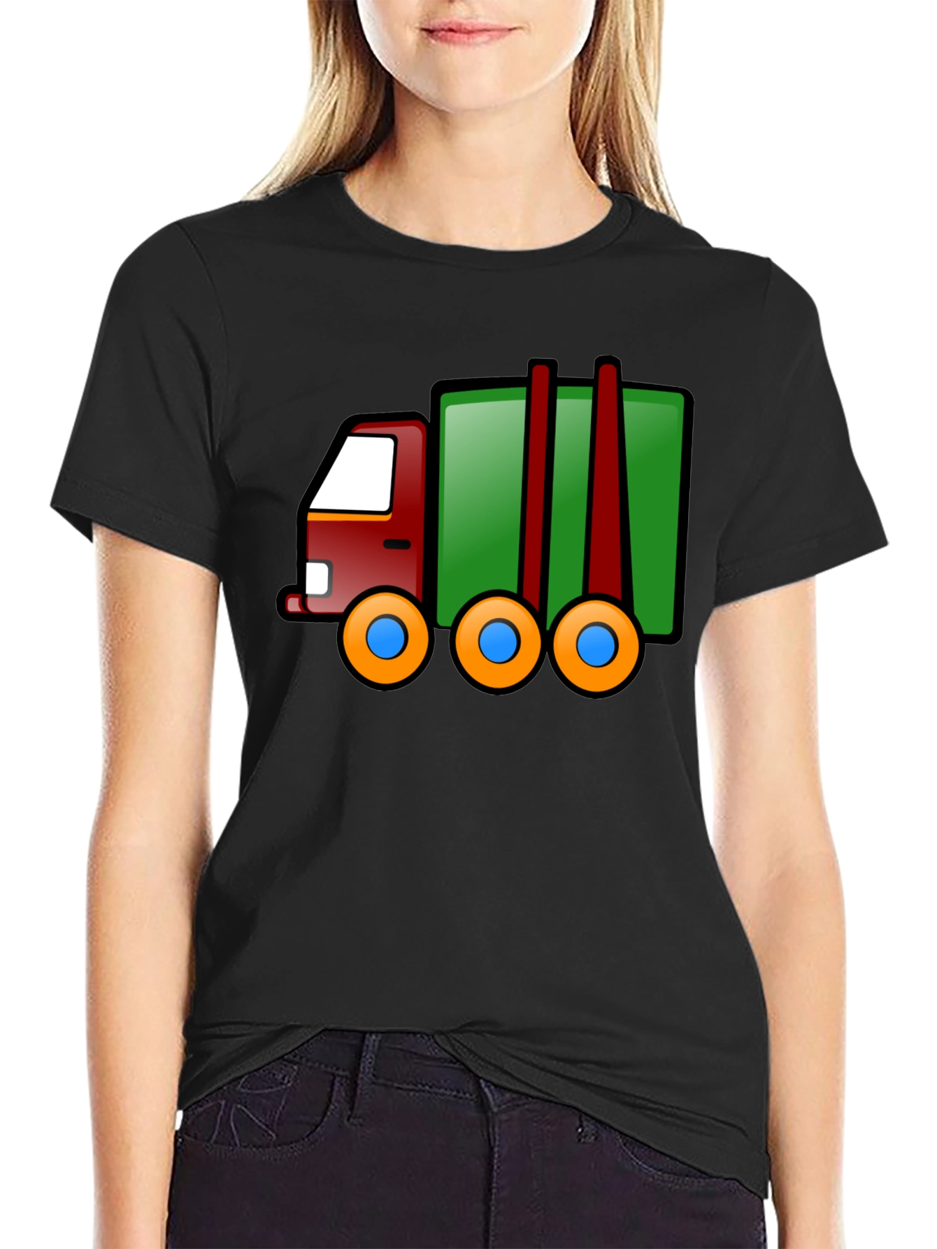 Cartoon Truck T-Shirt - Black Cotton Tee