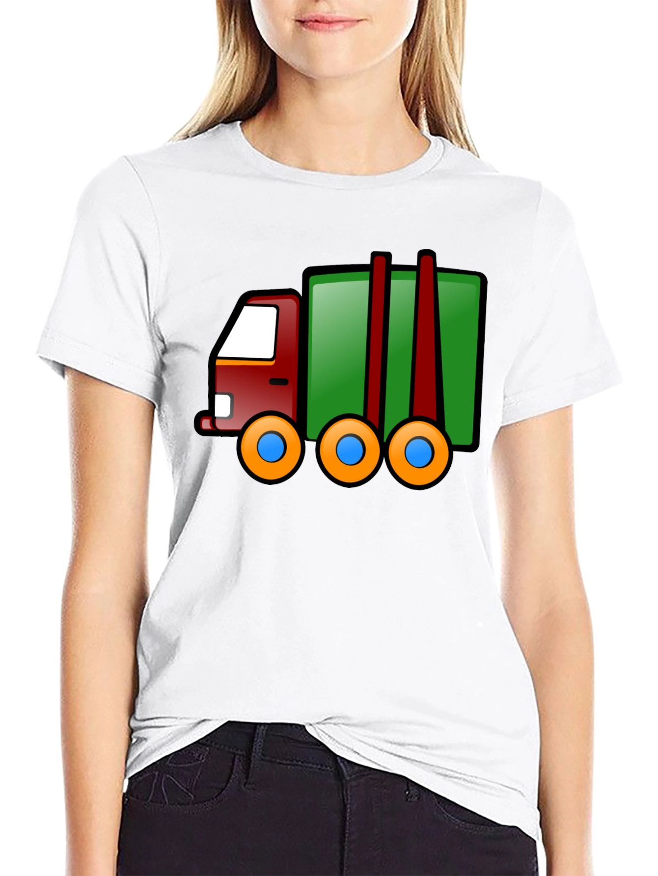 Cartoon Truck T-Shirt - Black Cotton Tee