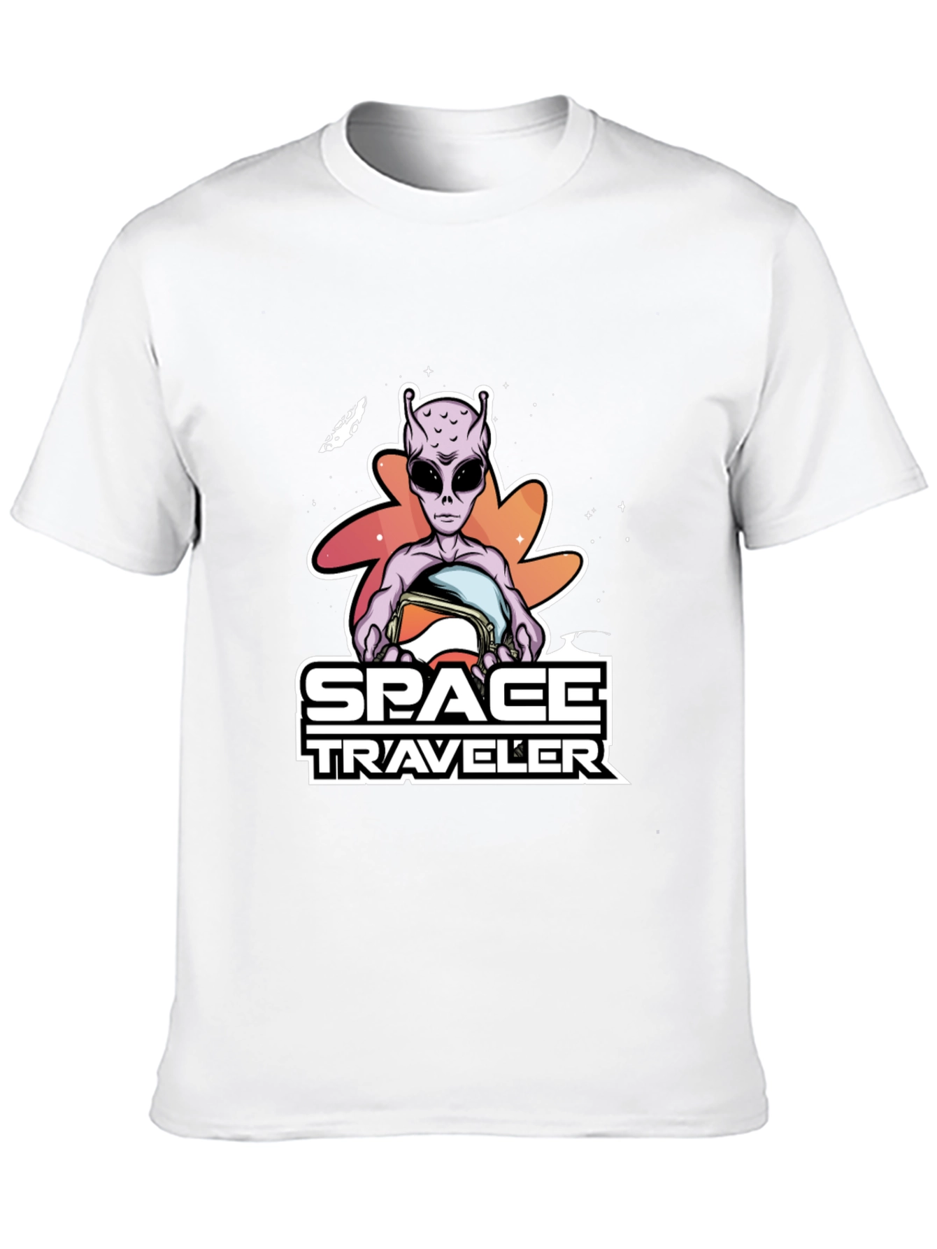 Space Traveler Alien Graphic T-Shirt - Black