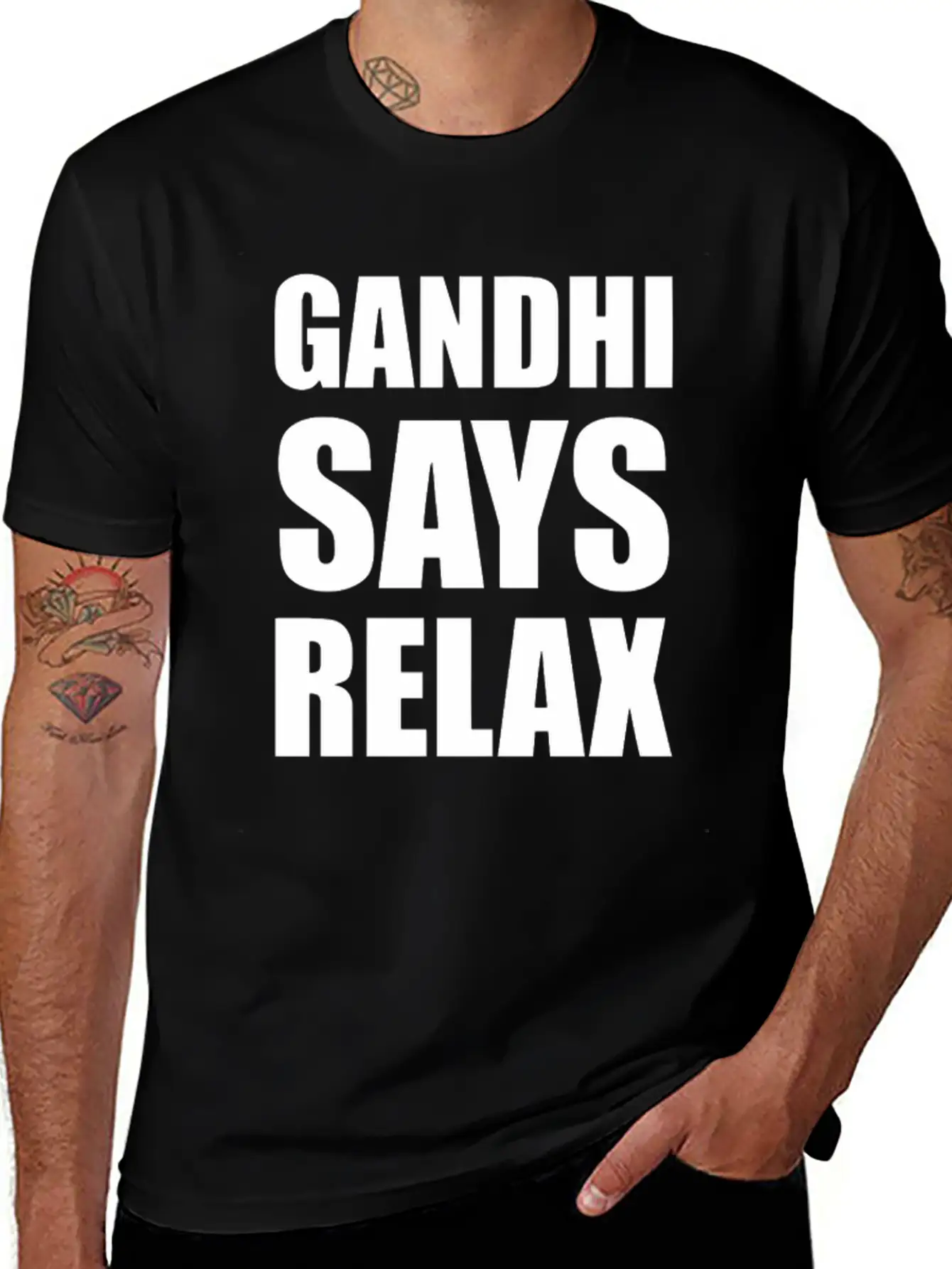 Gandhi Says Relax Funny Tshirt Unisex Casual T-Shirt – Clean Design For Daily Comfort