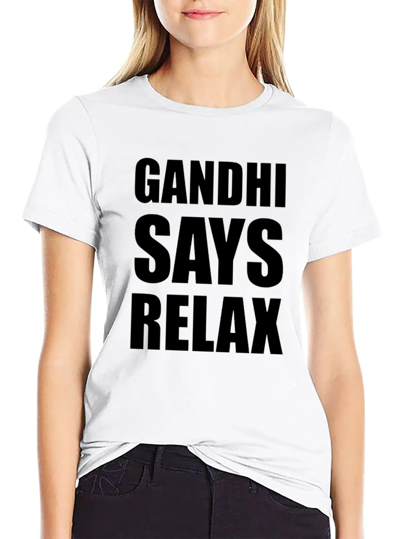 Gandhi Says Relax Funny Tshirt Unisex Casual T-Shirt – Clean Design For Daily Comfort