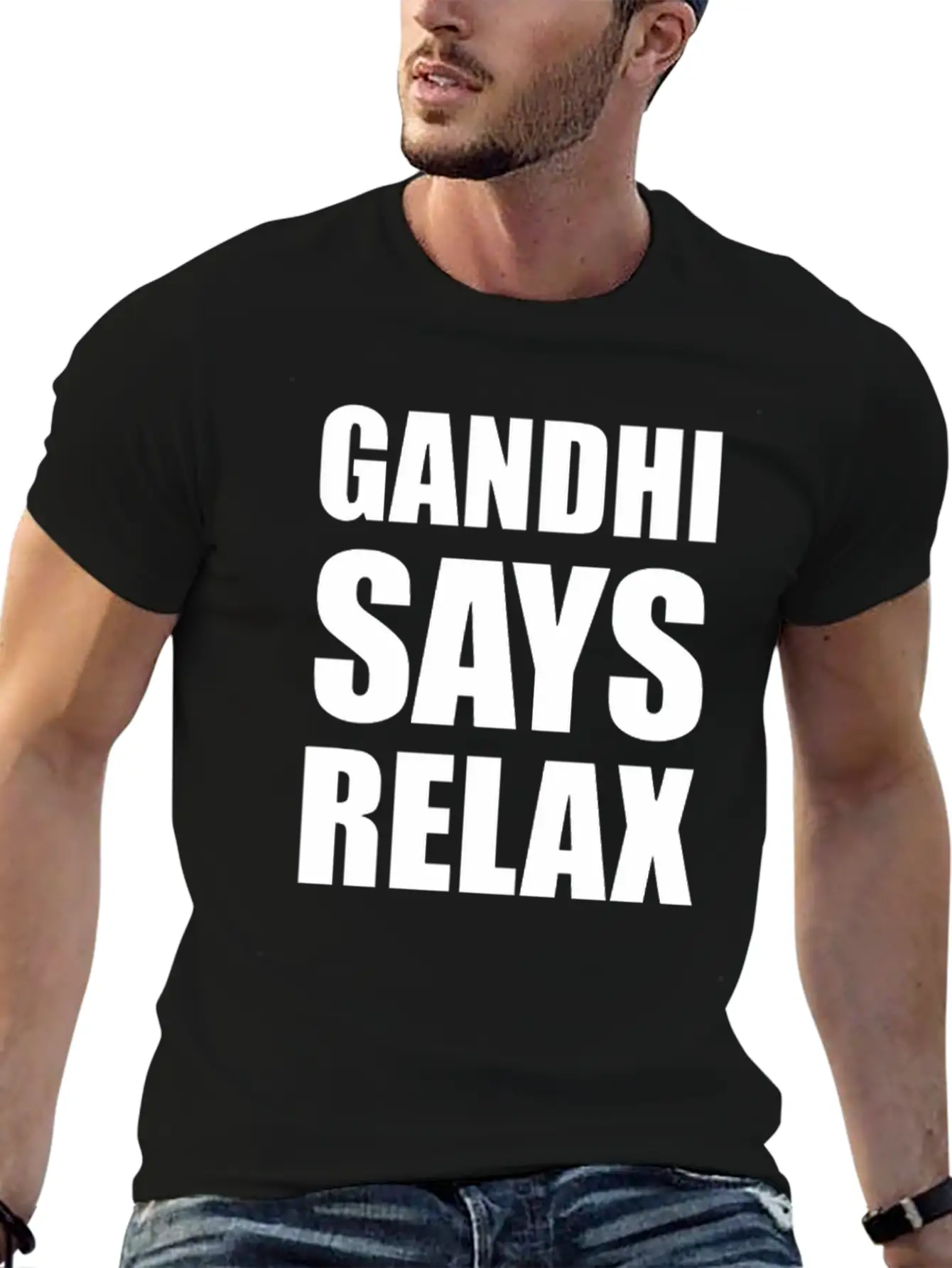 Gandhi Says Relax Funny Tshirt Unisex Casual T-Shirt – Clean Design For Daily Comfort