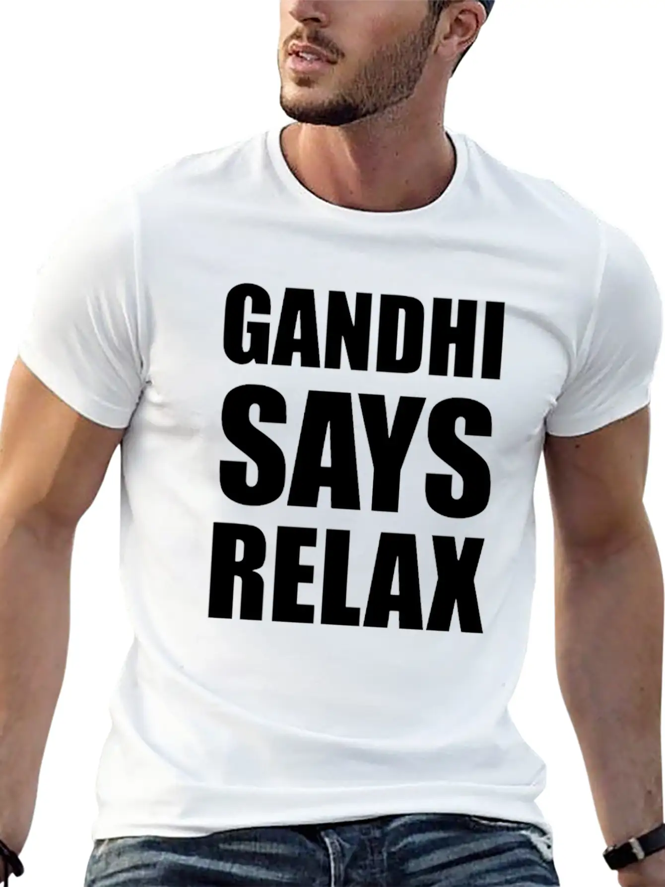 Gandhi Says Relax Funny Tshirt Unisex Casual T-Shirt – Clean Design For Daily Comfort