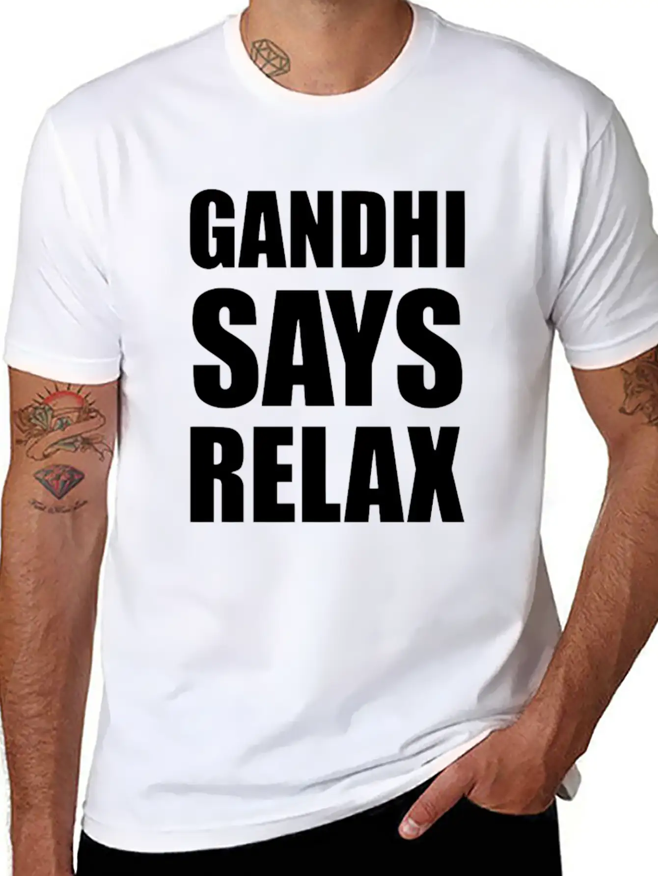 Gandhi Says Relax Funny Tshirt Unisex Casual T-Shirt – Clean Design For Daily Comfort