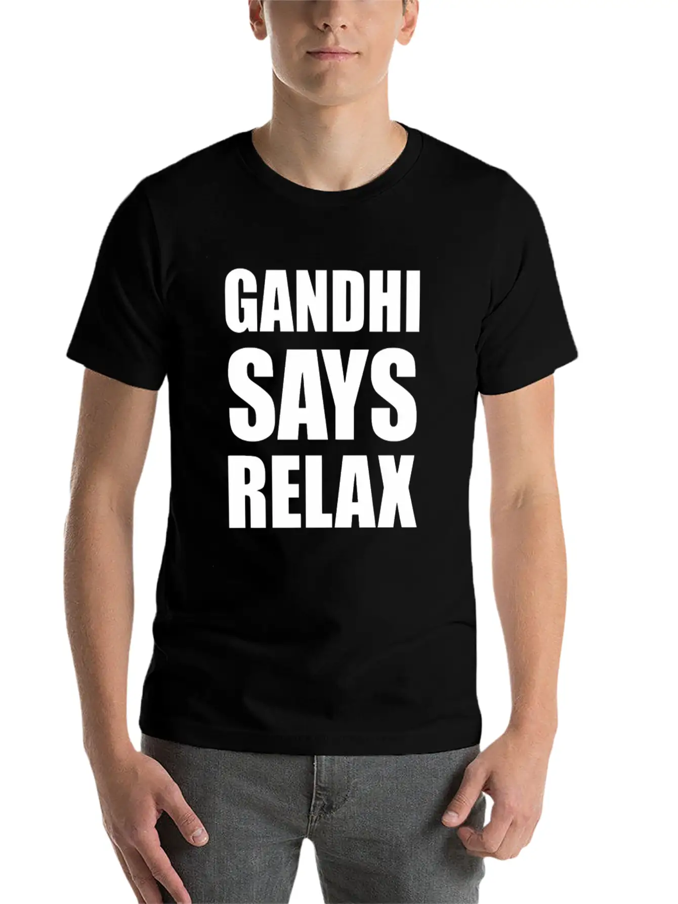 Gandhi Says Relax Funny Tshirt Unisex Casual T-Shirt – Clean Design For Daily Comfort