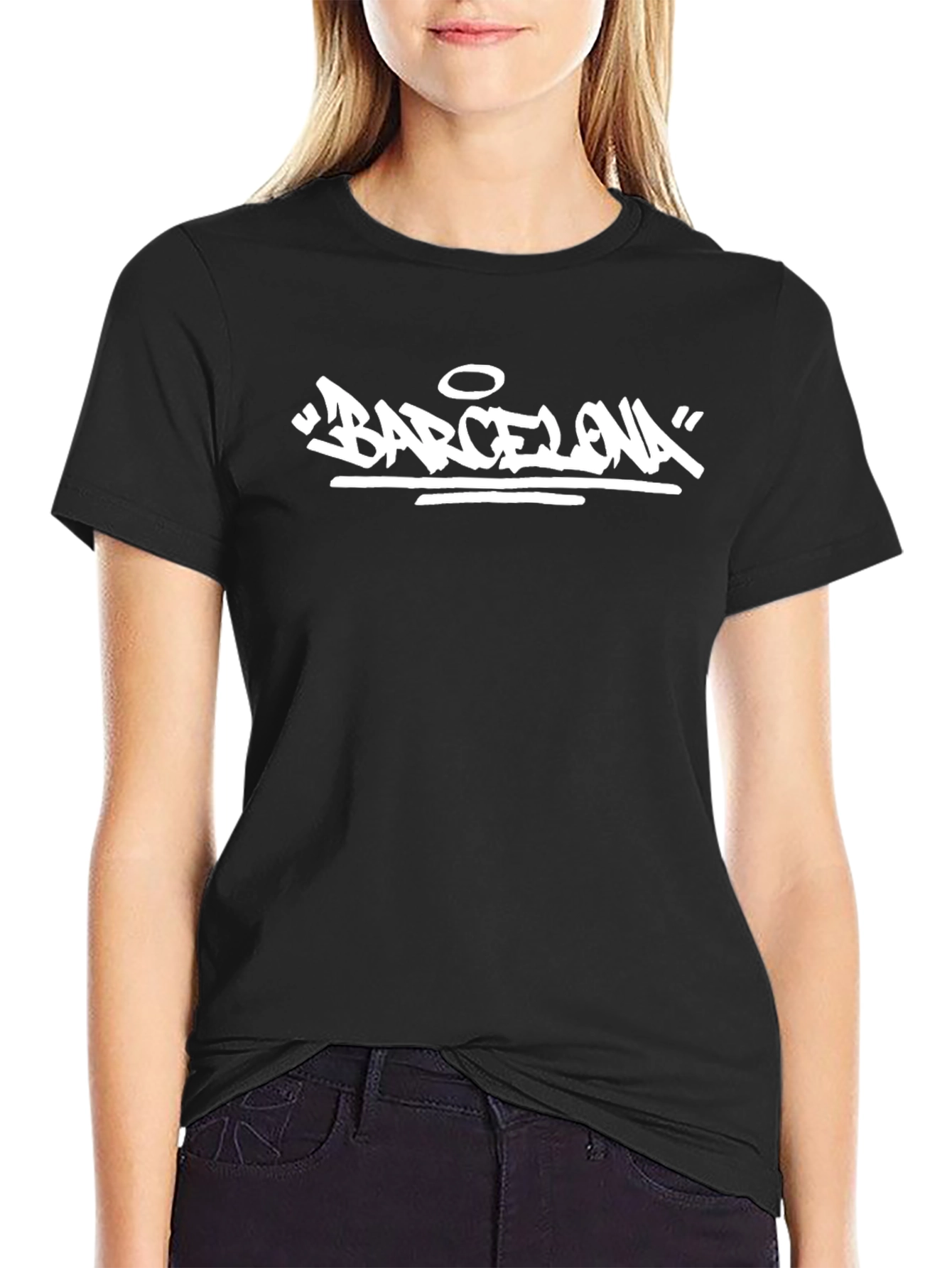 Barcelona Graphic Tee - Black Cotton T-Shirt