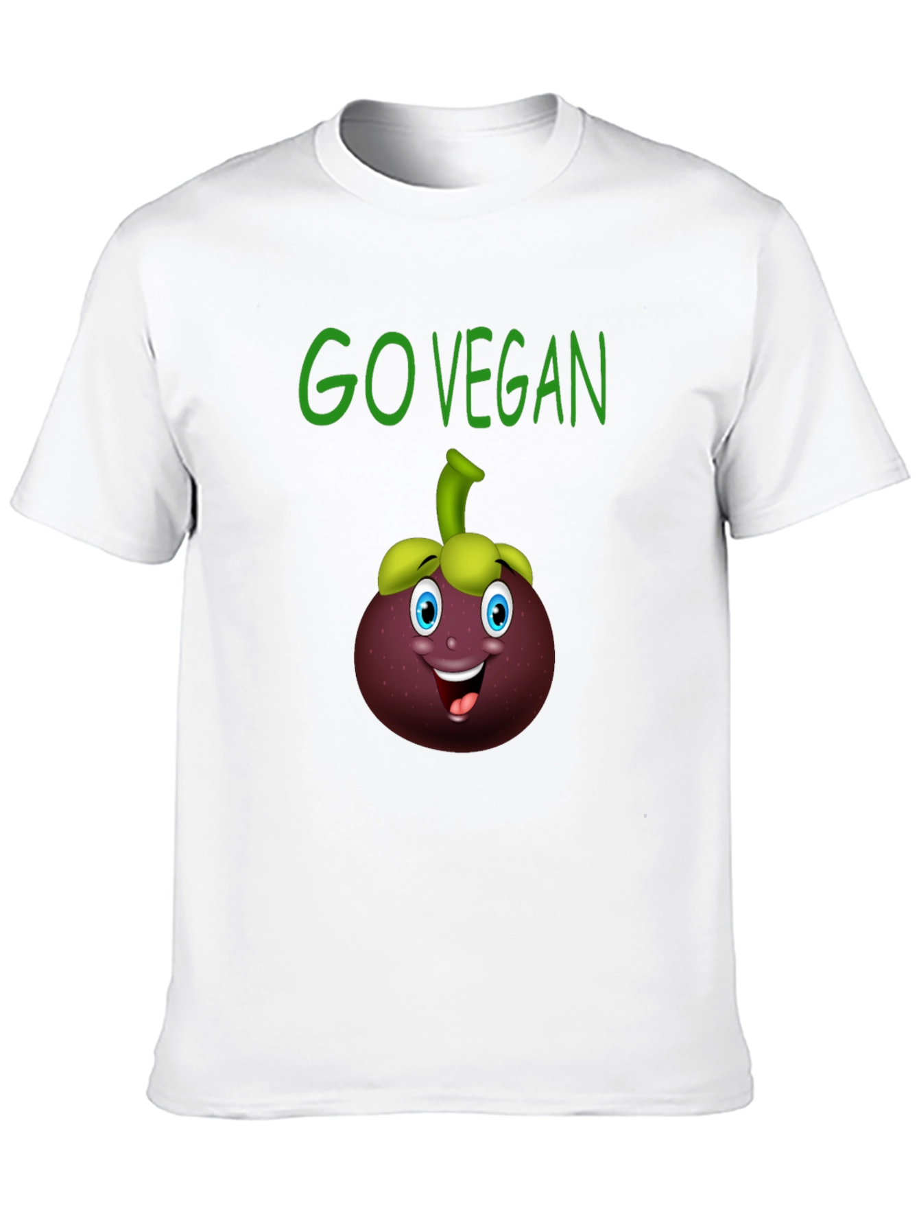 Go Vegan T-Shirt with Mangosteen Cartoon