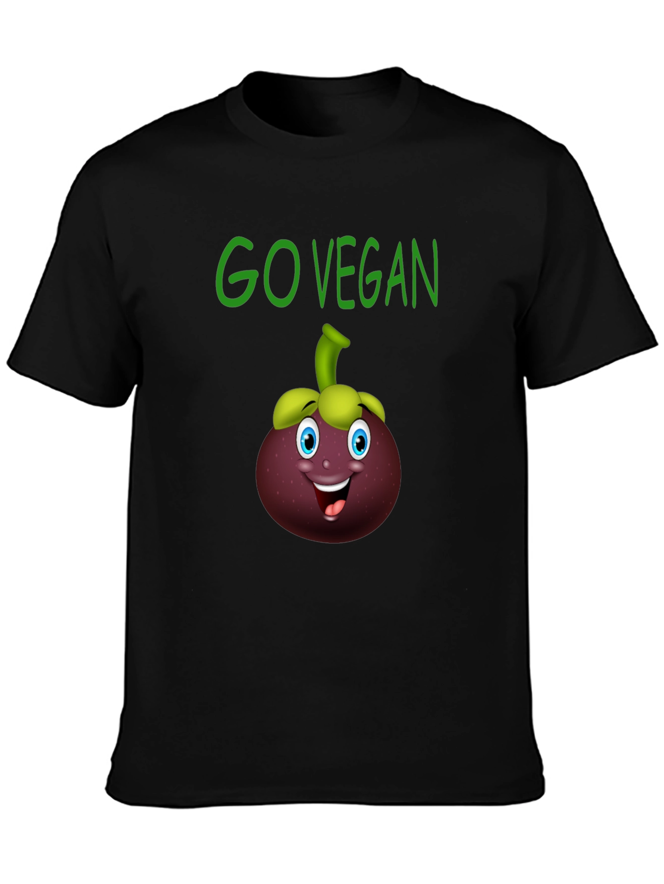 Go Vegan T-Shirt with Mangosteen Cartoon