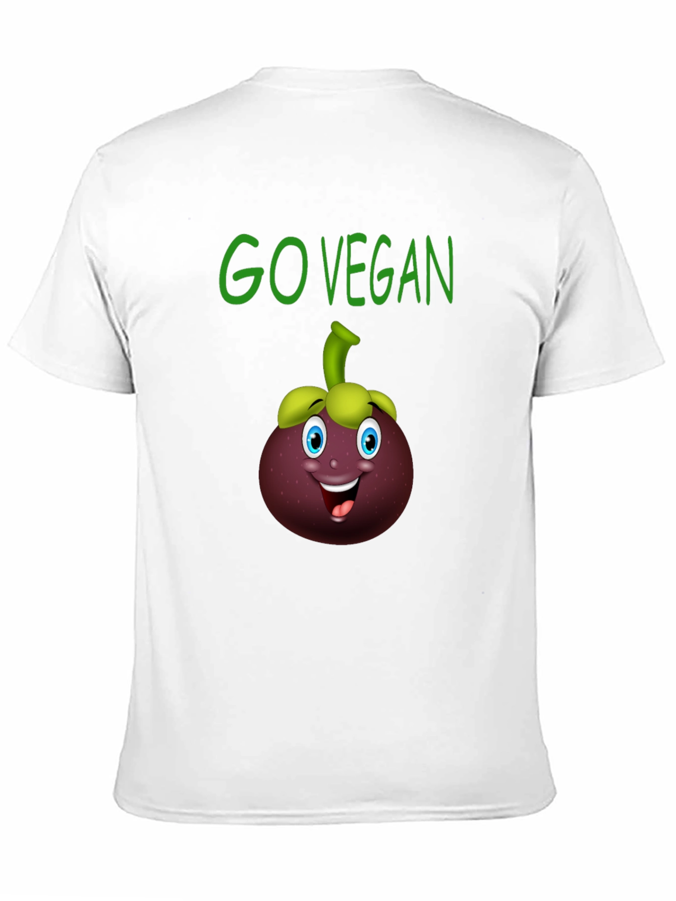 Go Vegan T-Shirt with Mangosteen Cartoon