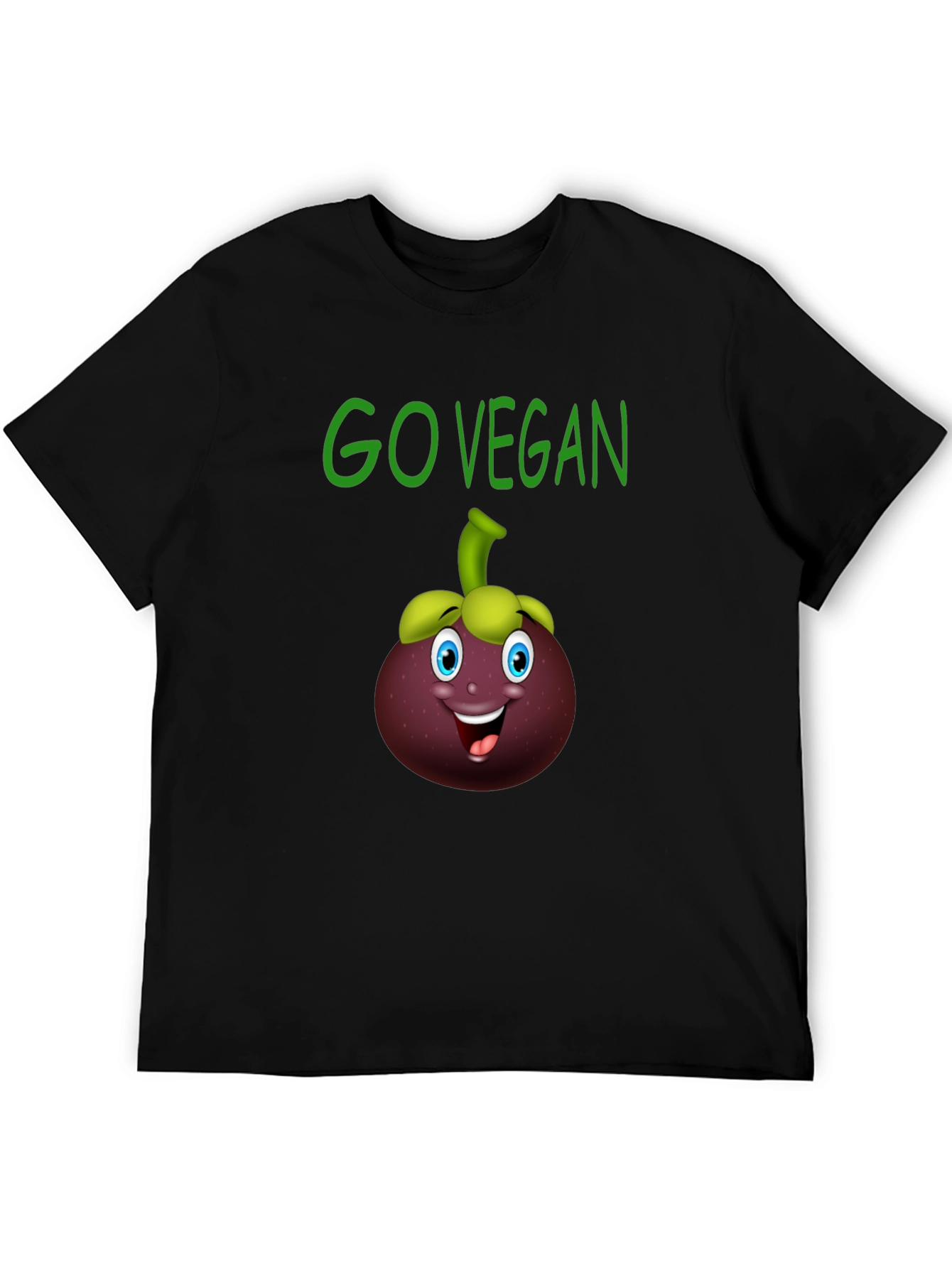 Go Vegan T-Shirt with Mangosteen Cartoon