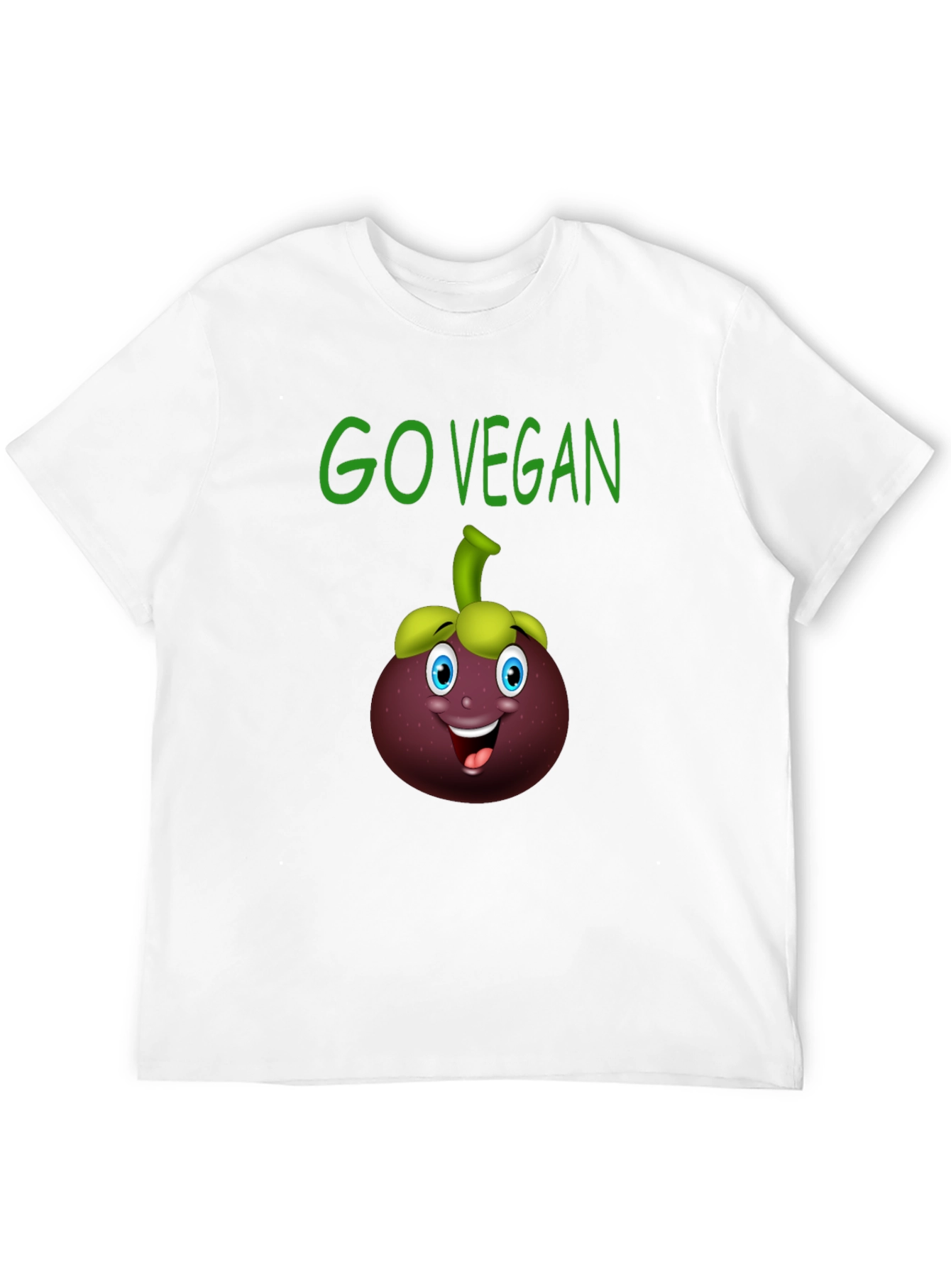 Go Vegan T-Shirt with Mangosteen Cartoon