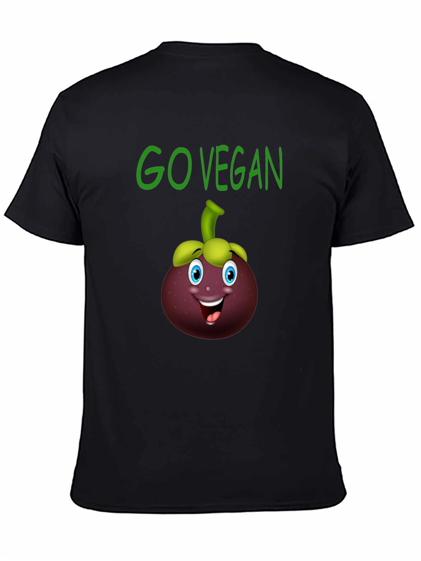 Go Vegan T-Shirt with Mangosteen Cartoon