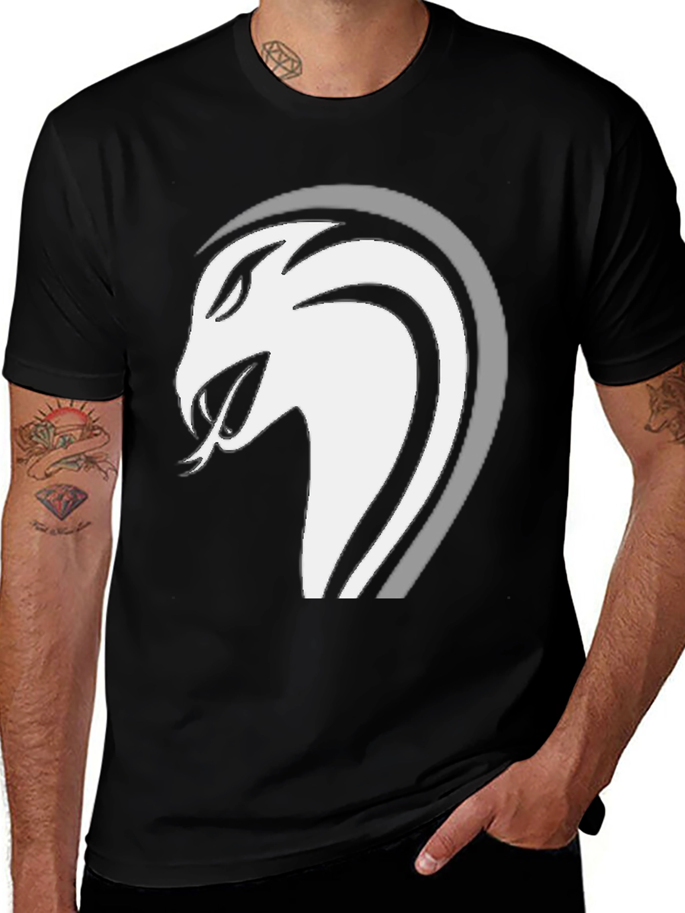 Mens Black Snake Graphic Tee
