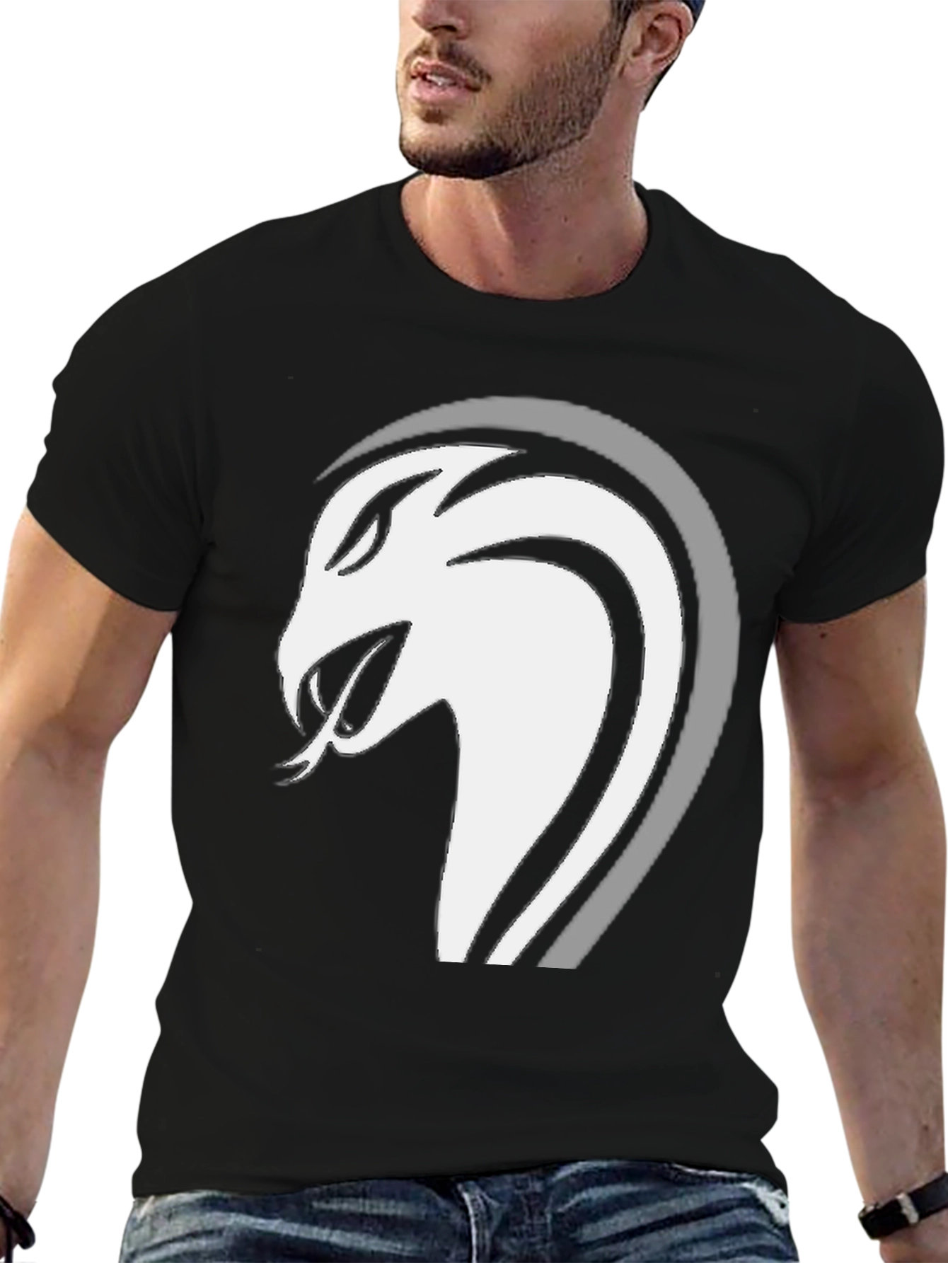 Mens Black Snake Graphic Tee