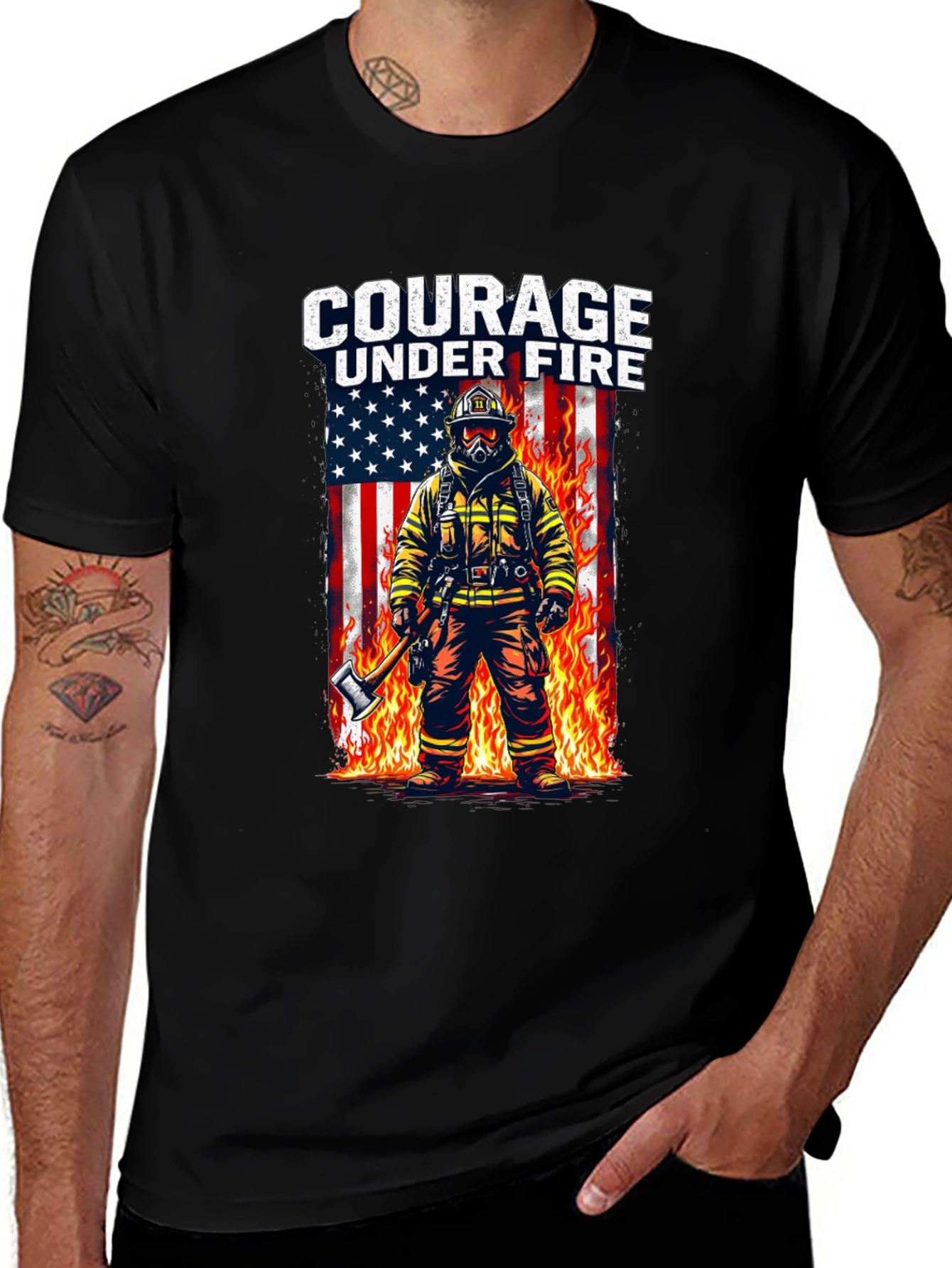 Courage Under Fire Firefighter Graphic T-Shirt