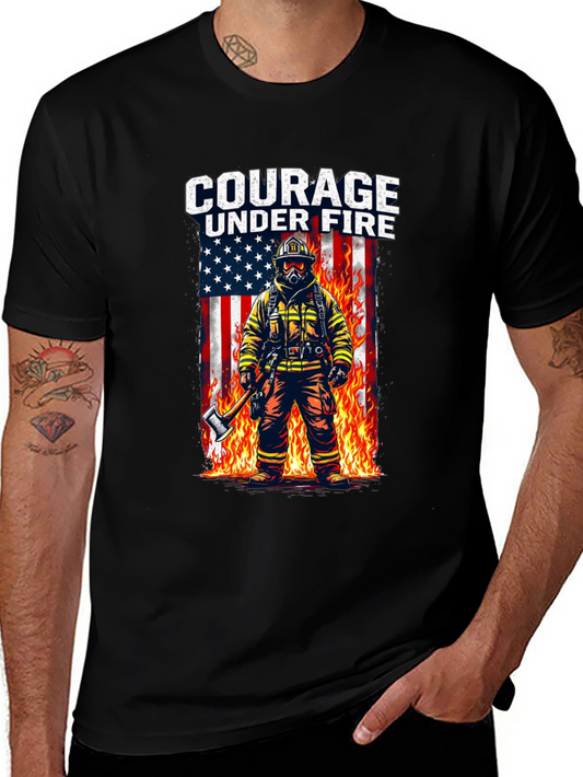 Courage Under Fire Firefighter Graphic T-Shirt