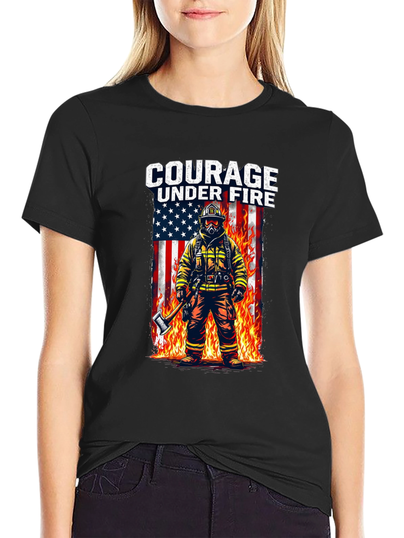 Courage Under Fire Firefighter Graphic T-Shirt