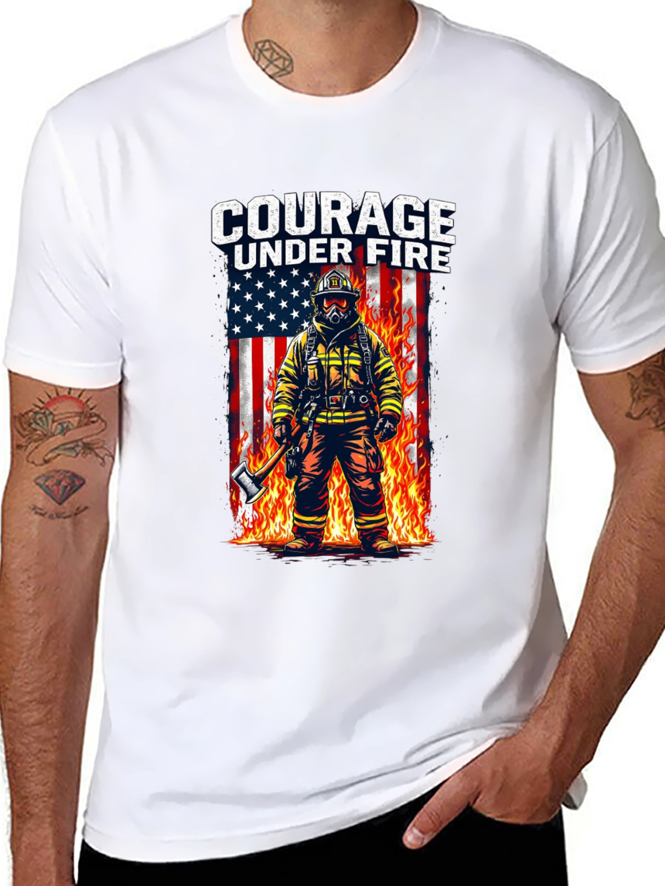 Courage Under Fire Firefighter Graphic T-Shirt