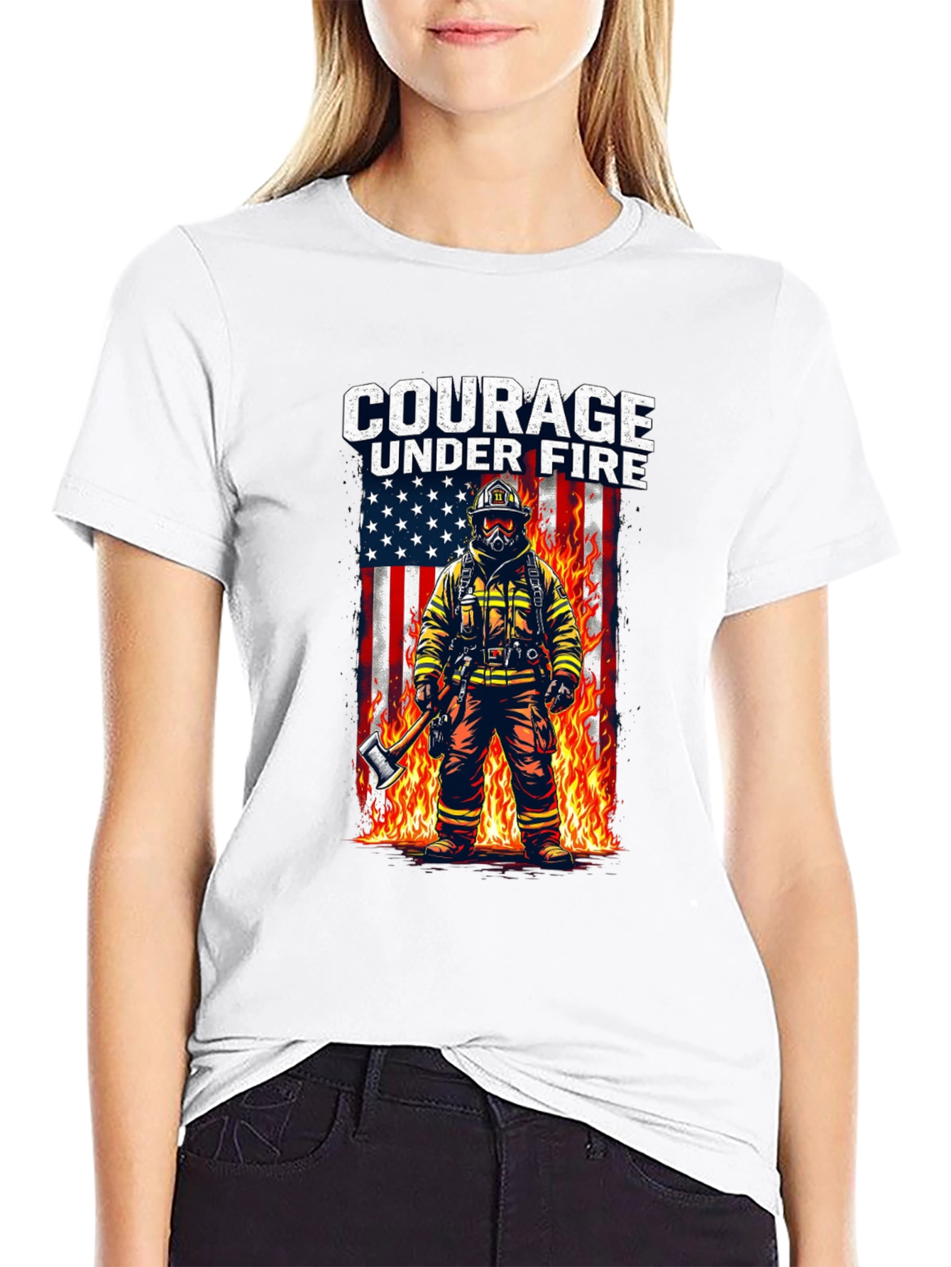 Courage Under Fire Firefighter Graphic T-Shirt