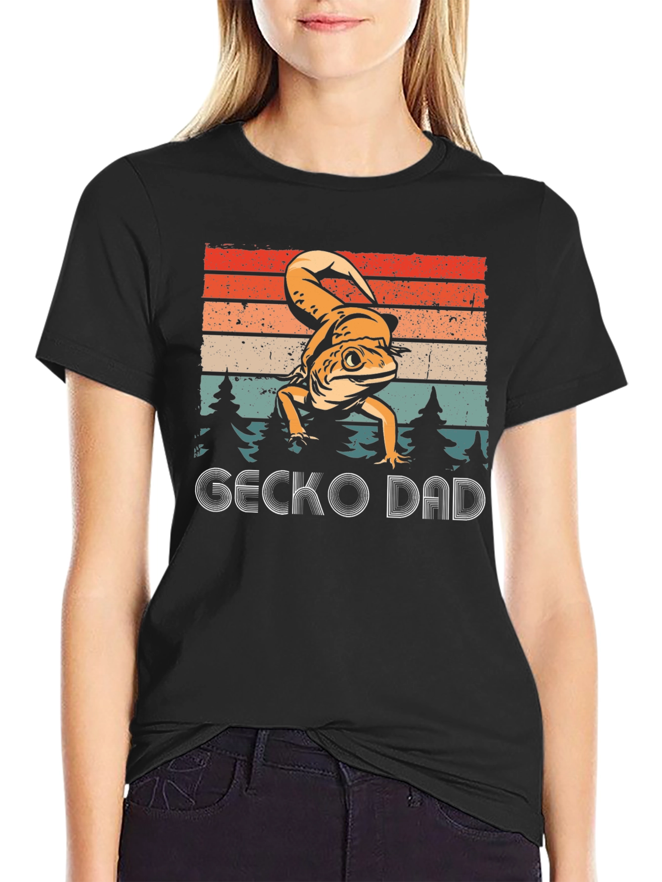 Gecko Dad Graphic T-Shirt - Retro Lizard Lover Tee