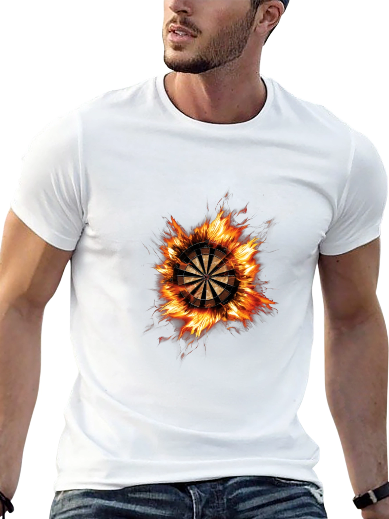 Flaming Dartboard Graphic Tee - Black